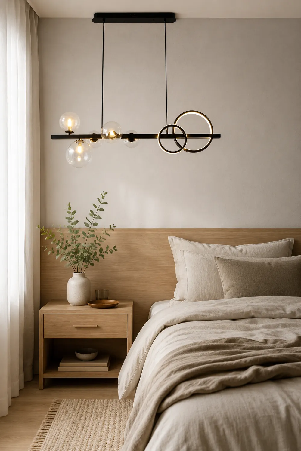 Valentina Pendant Light Bubble Circle Modern, Metal, Black/Gold, Bedroom - Lumpaz