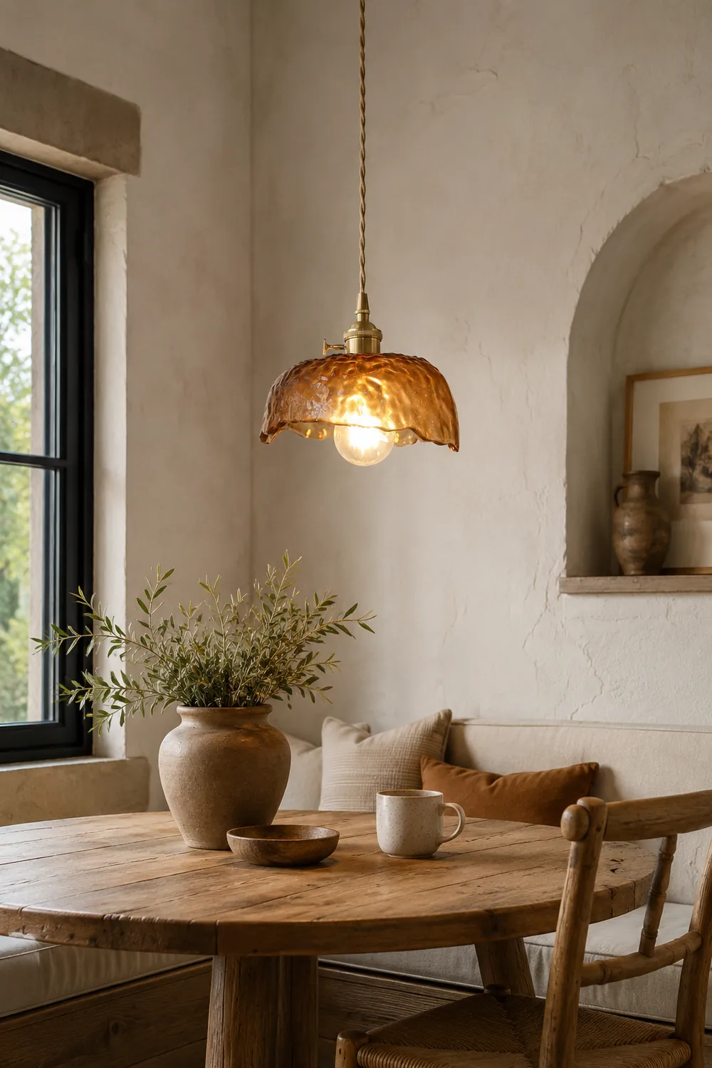 Vintage Brown Glass Pendant Light - Lumpaz