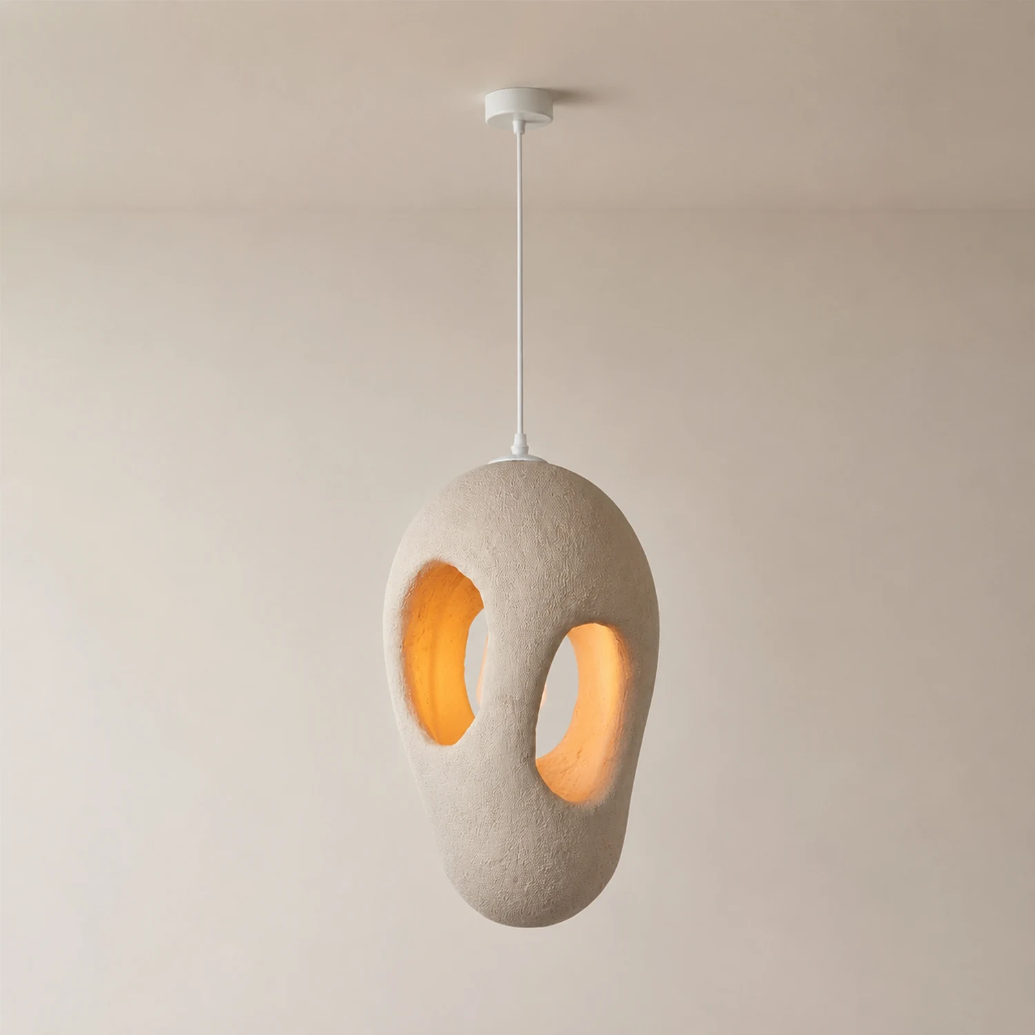 Hand-Built White Pendant Lamp - Lumpaz