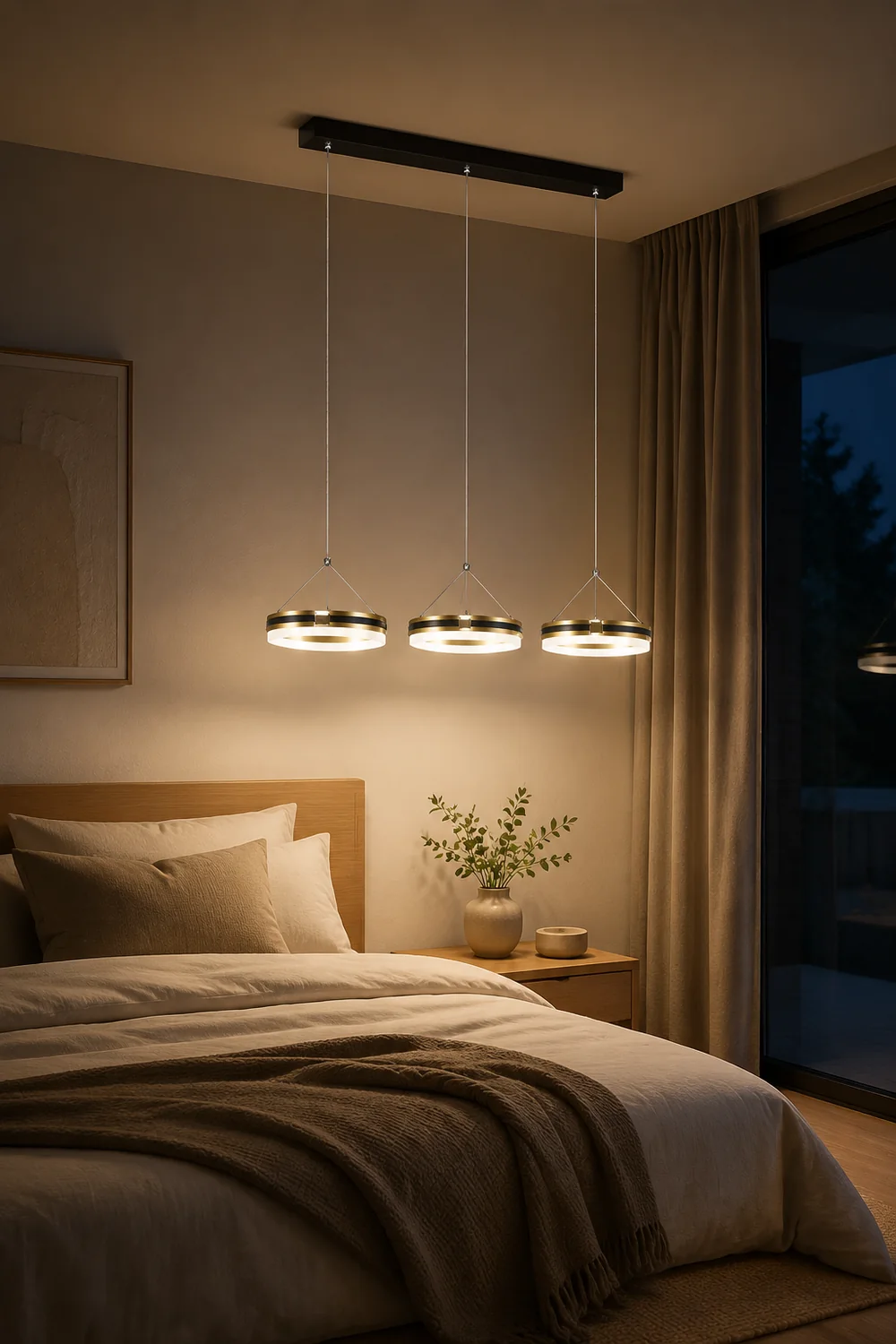 Raheel Nordic Ring Metal 3 Light Pendant Light, Black/Gold - Lumpaz