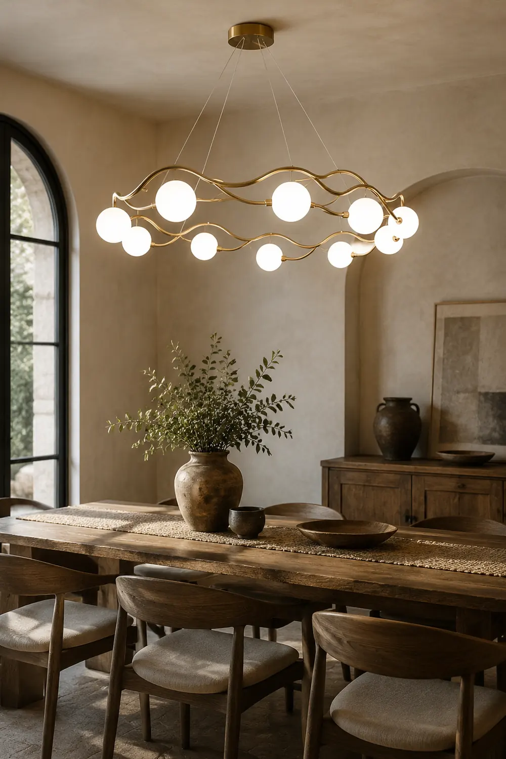 Valentina Modern Designe Wave Metal/Glass Pendant Light, White/Gold - Lumpaz