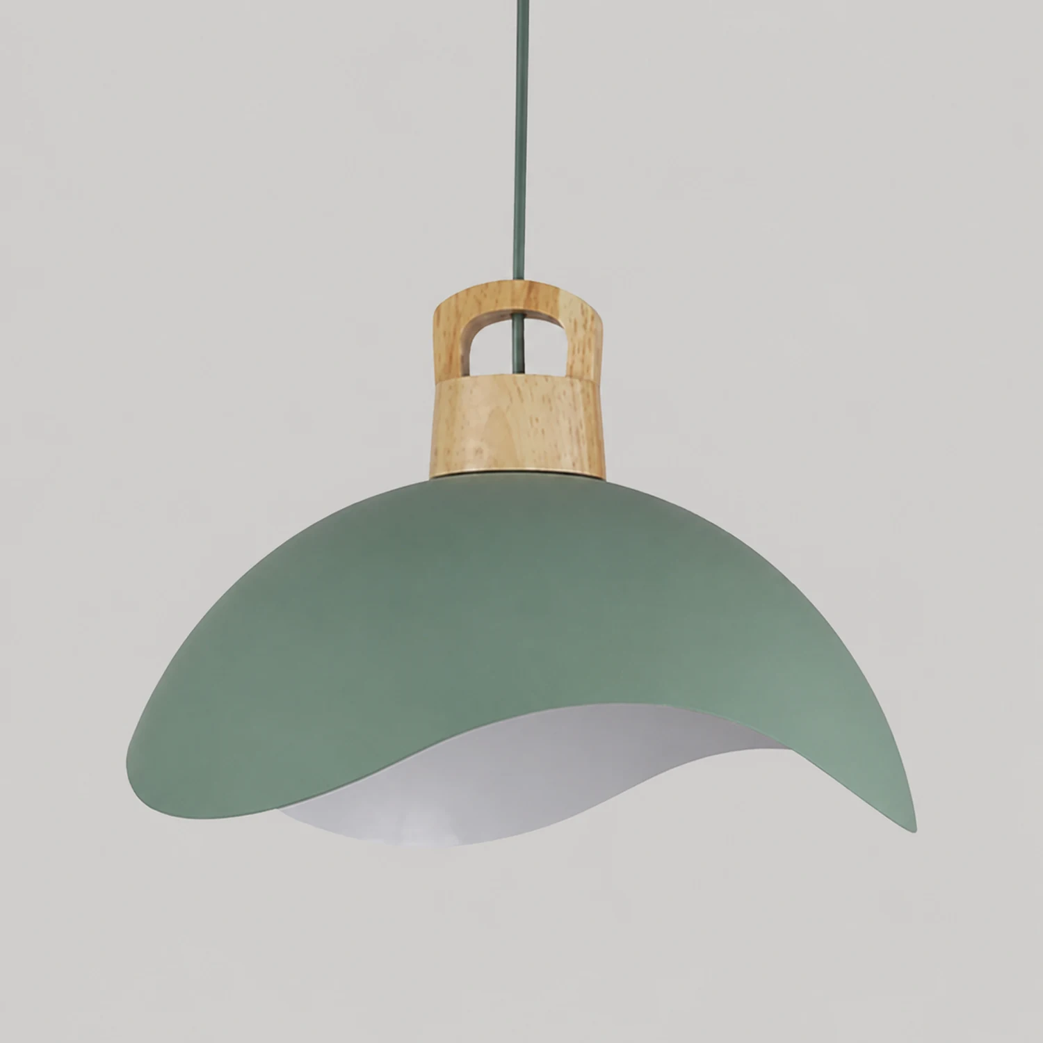 Morandi Colorful Shade Single Pendant Lights, Wood & Metal - Lumpaz