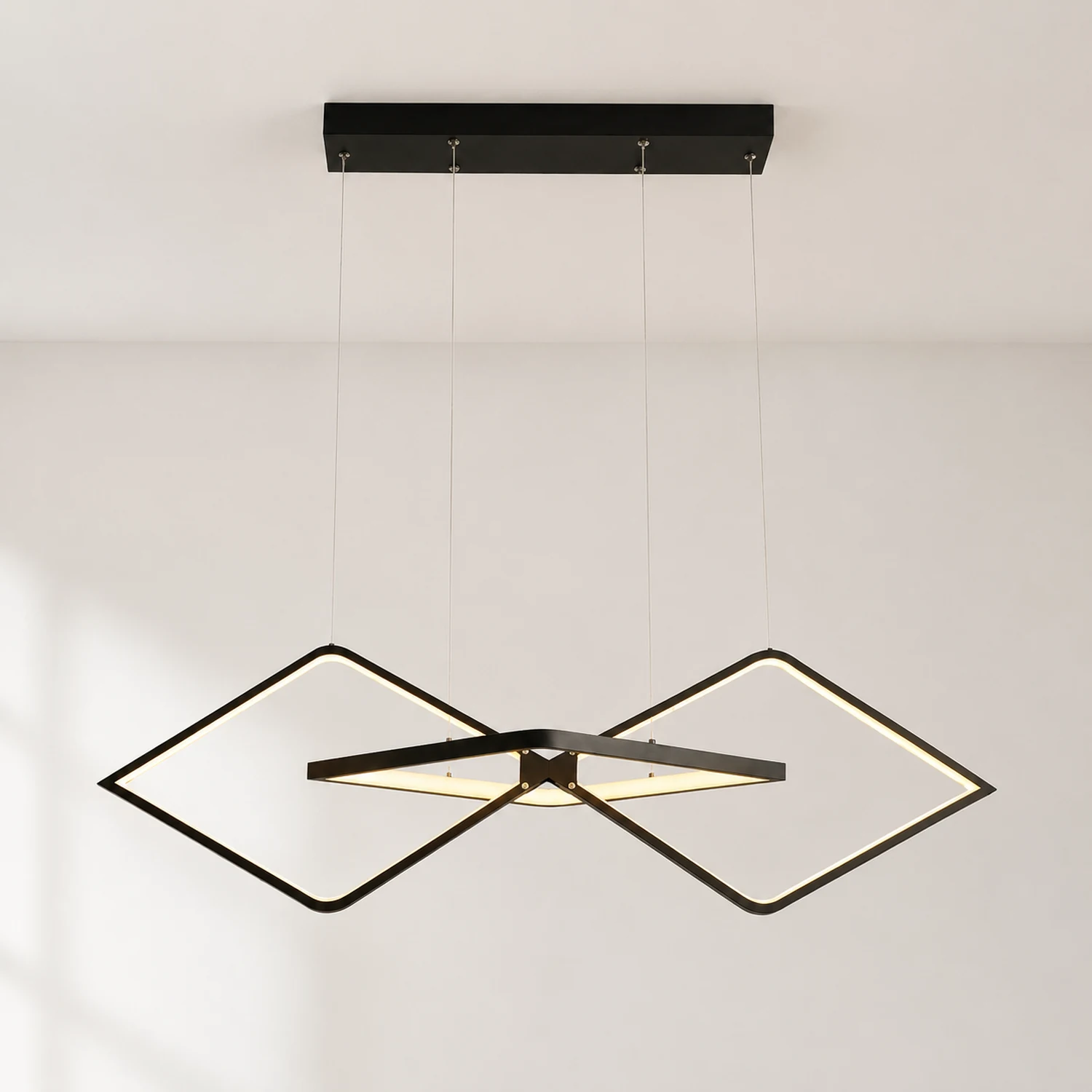 Bouvet Minimalist Geometric Metal Pendant Light, Black/Gold - Lumpaz