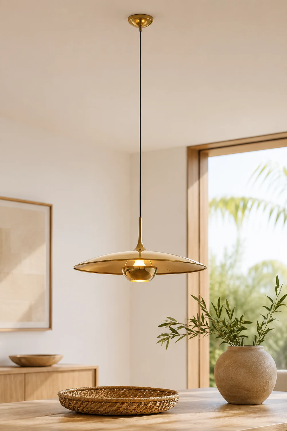 Cairns Minimalist Metal Pendant Light, Gold - Lumpaz