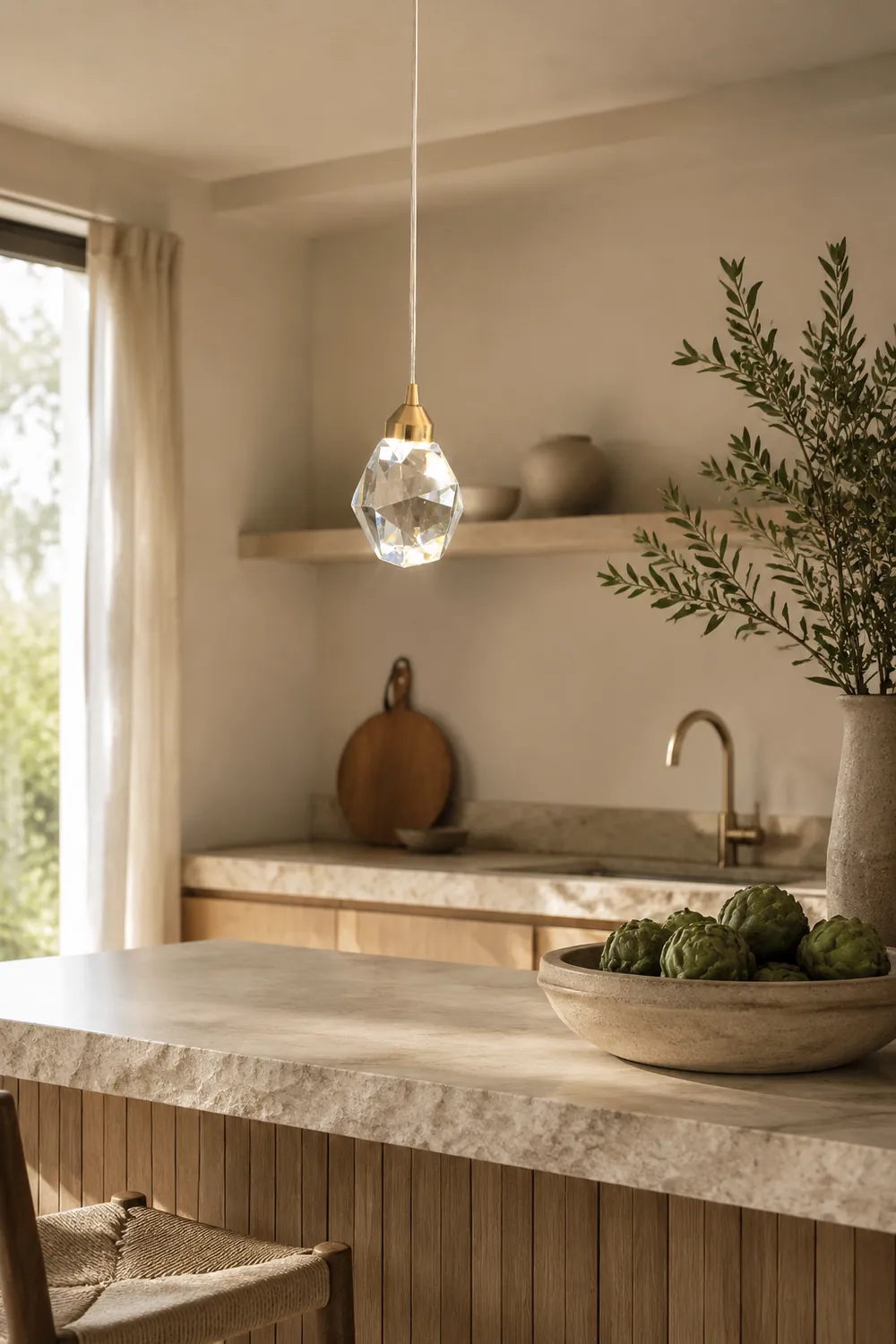 Kristy Moonshadow Crystal Pendant Light, Gold, Bedroom/Dining Room - Lumpaz