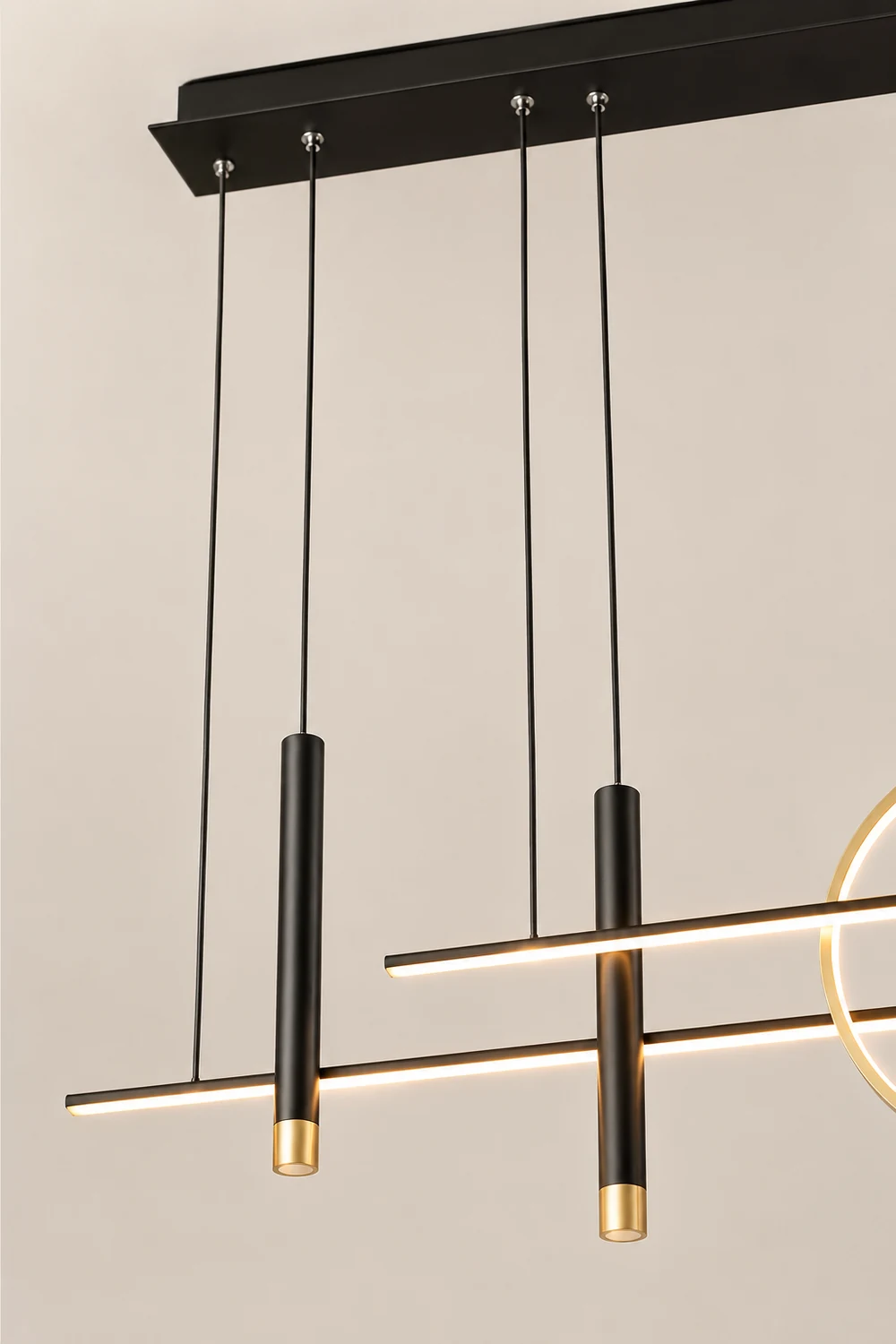 Madina Modern Pendant Light LED, Double Circle, Gold/Black - Lumpaz