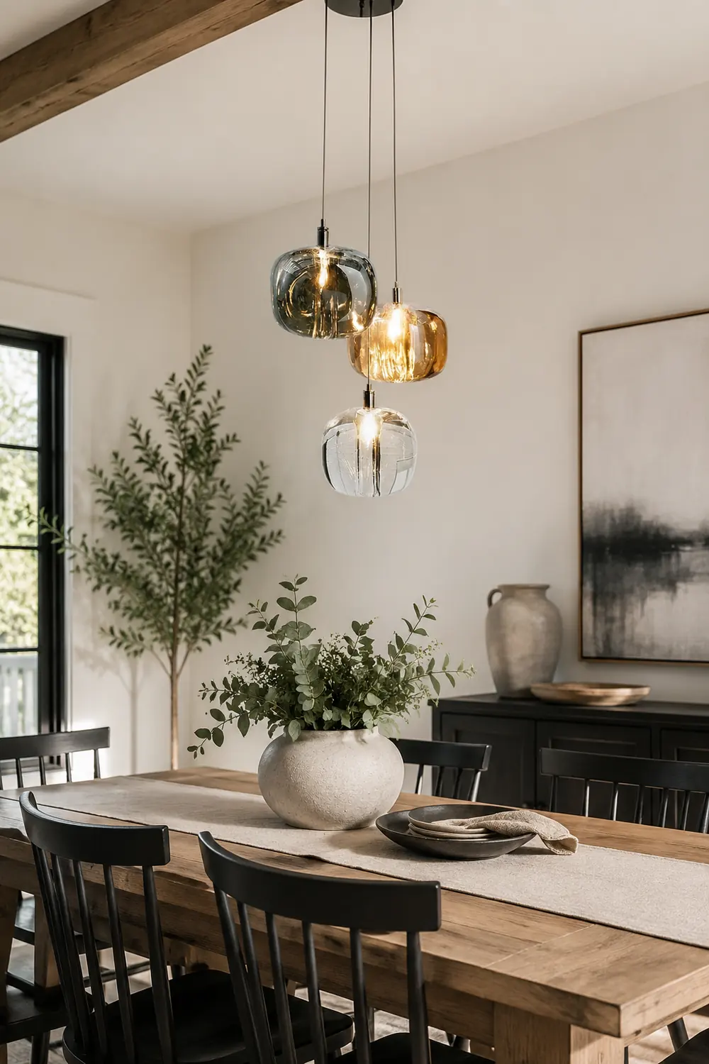 Hailie Modern Bubble Glass LED Pendant Light, Amber/Clear/Gray - Lumpaz
