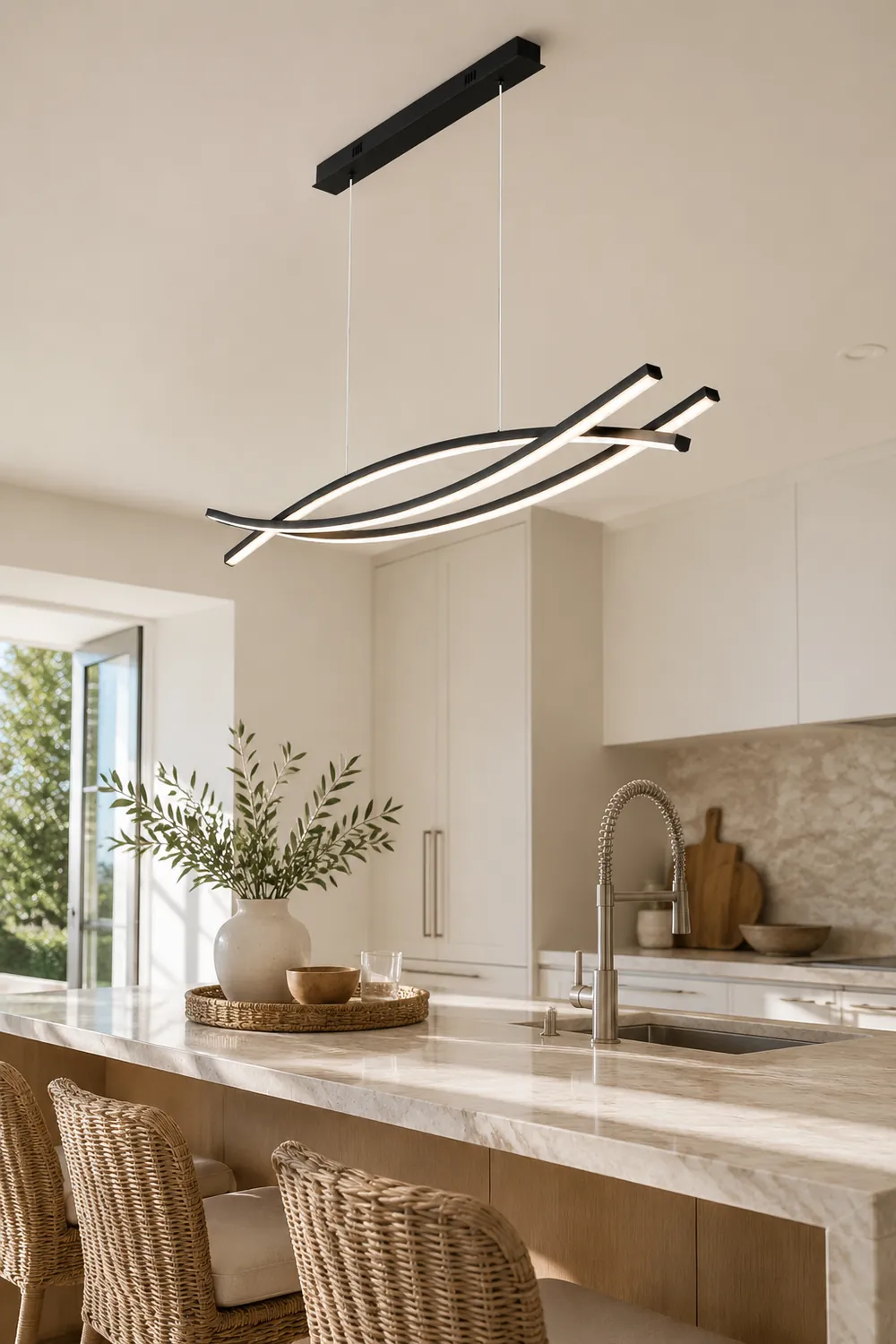 Modern Linear Metal Pendant Light, Black - Lumpaz