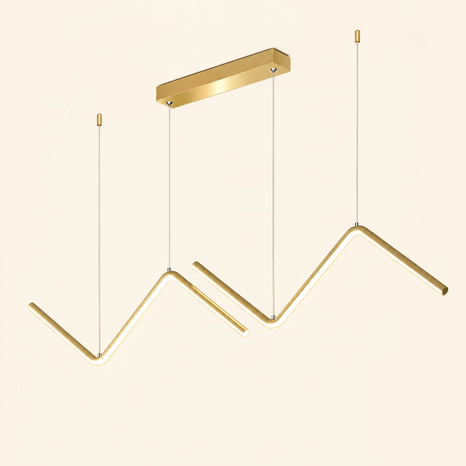 Modern Wavy Linear Pendant Light Double, Black/Gold - Lumpaz