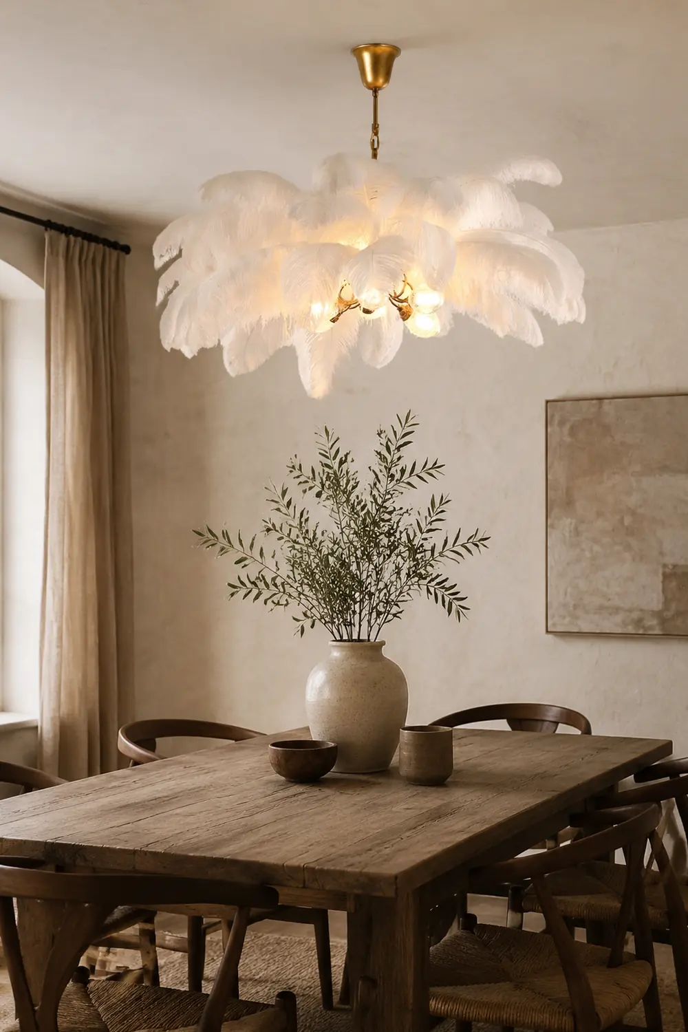 O'Moore Nordic Luxury Pendant Light, Brass/Feather - Lumpaz