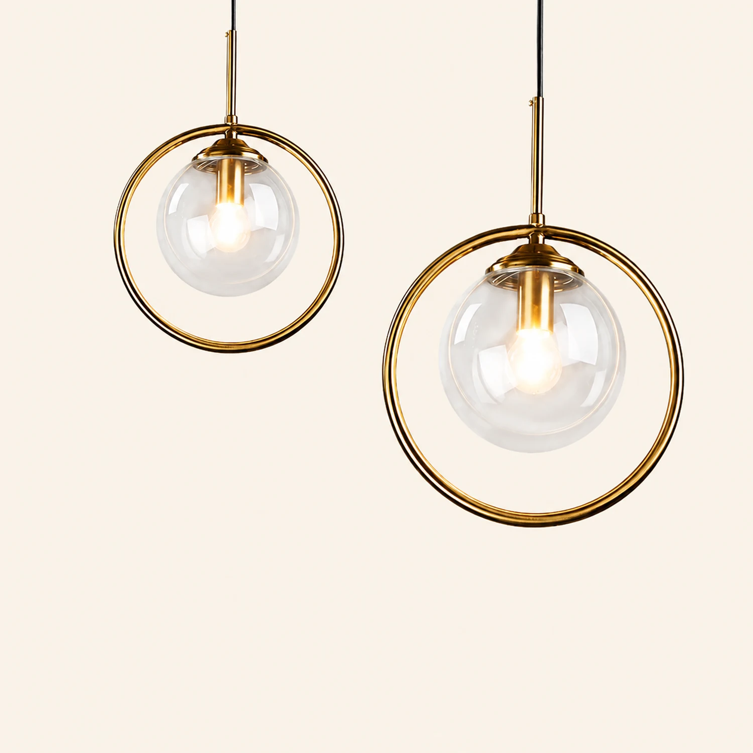 Hailie Luxury Global Glass Pendant Light Aith A Metal Ring - Lumpaz