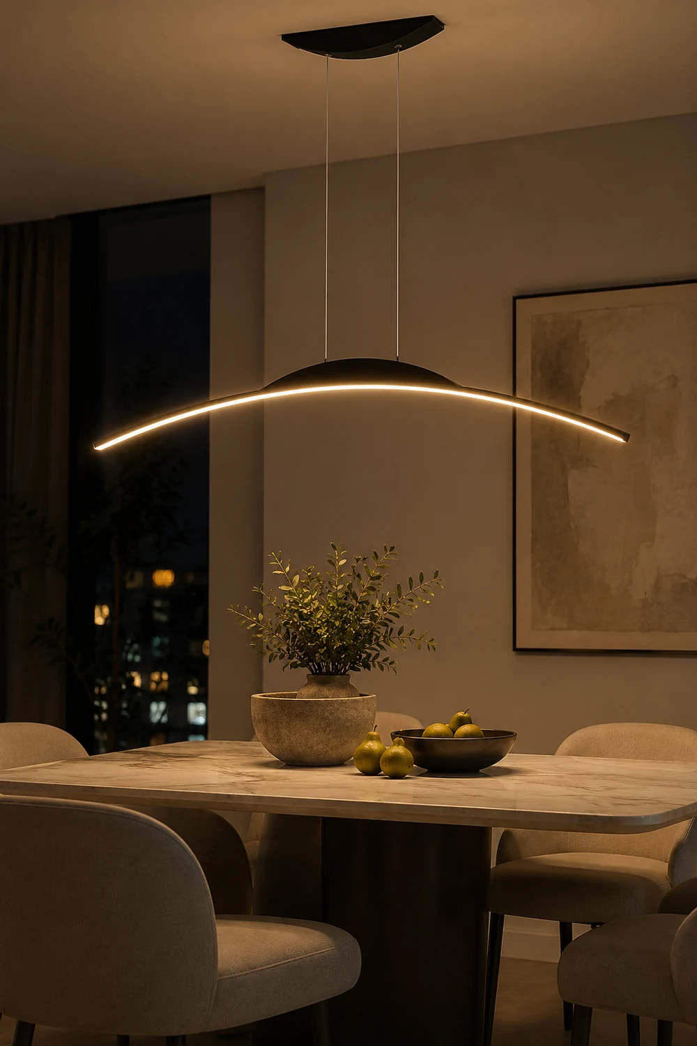 Minimalist Linear Metal Remote Control Pendant Light - Lumpaz