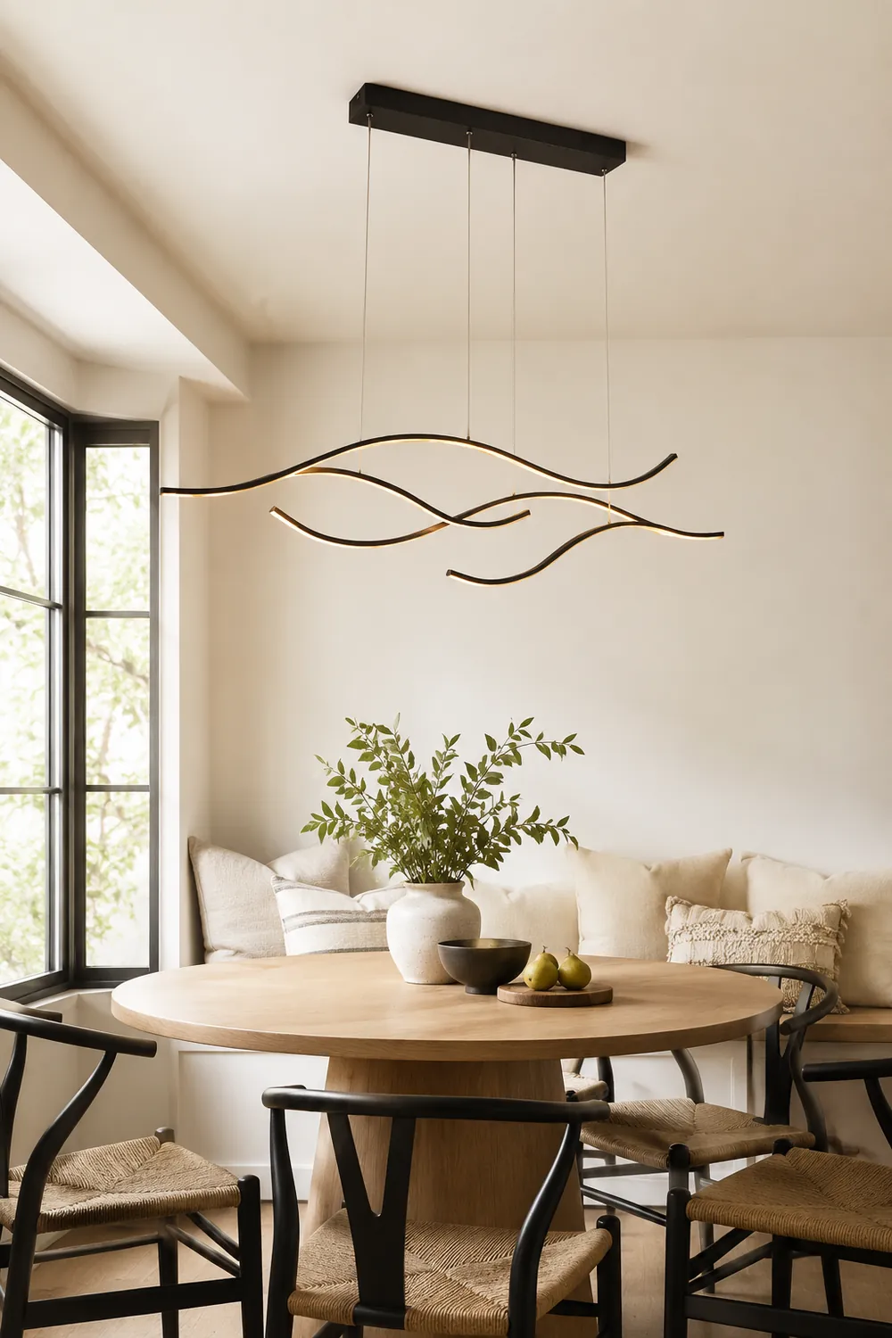 Pendant Light, Multi-Curved, Black/Gold, Metal - Lumpaz