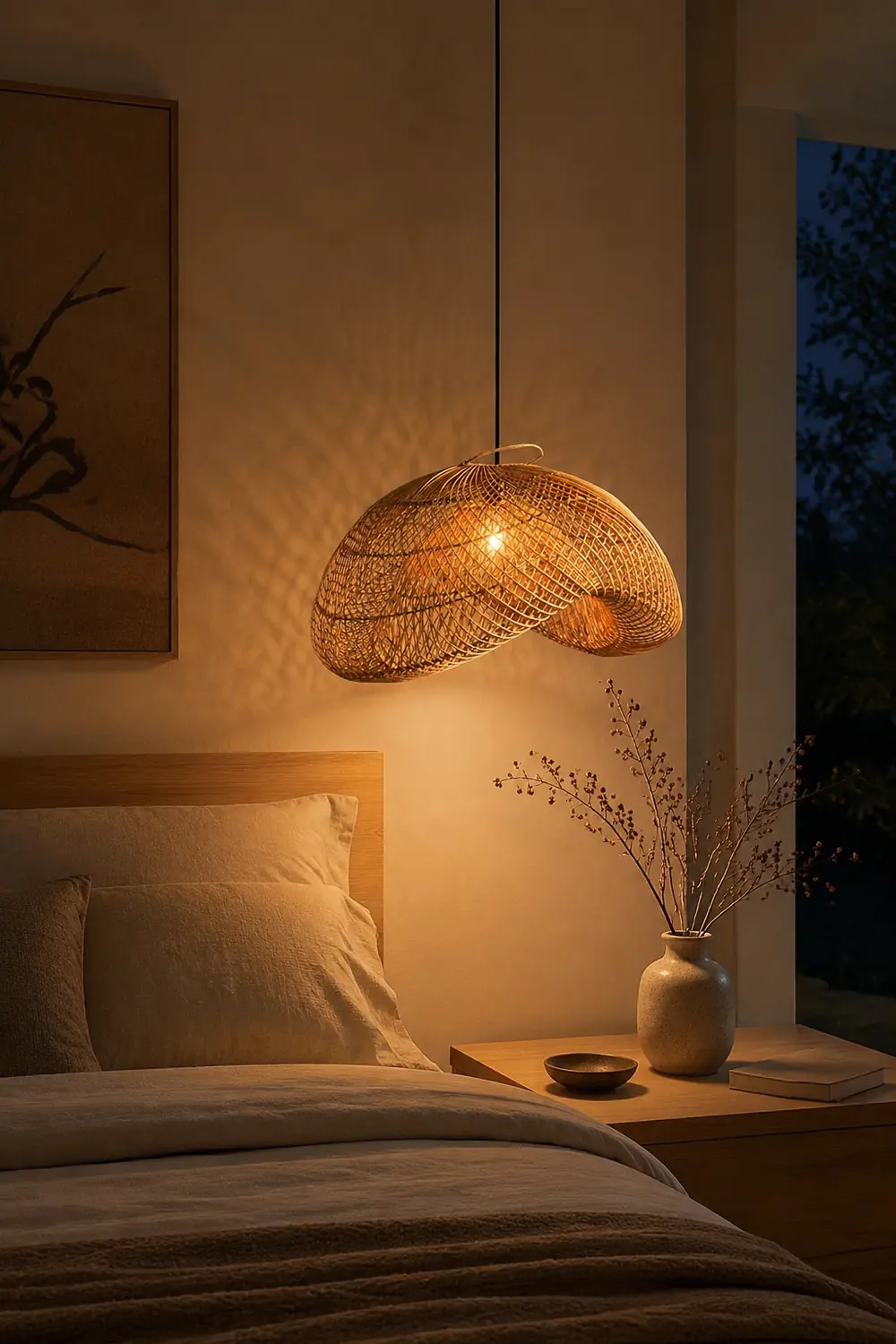 Rattan Wave Pendant Light - Lumpaz
