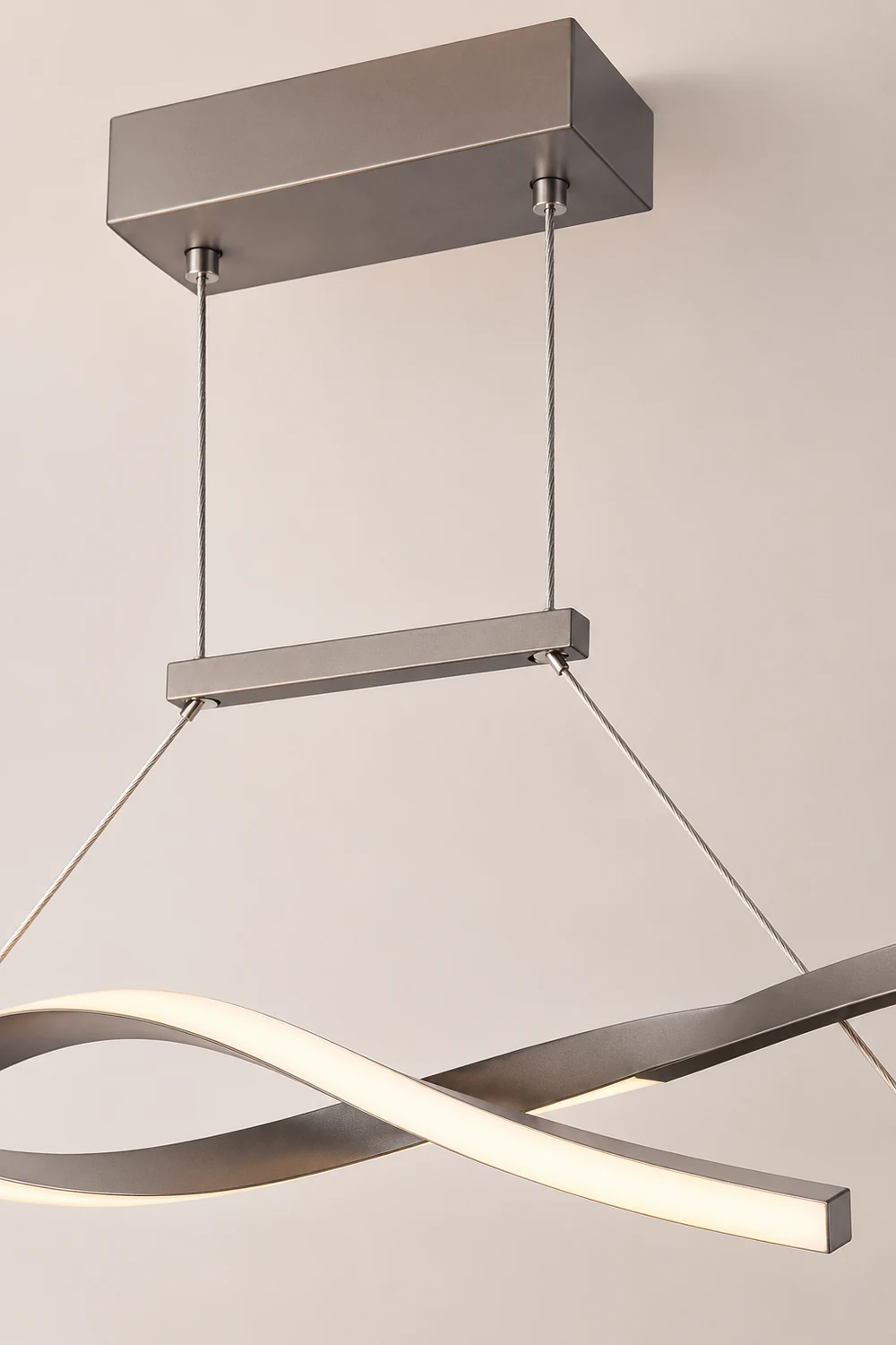 Pendant Light Linear Double Wave Modern, Metal, Black/Gray, Bedroom - Lumpaz