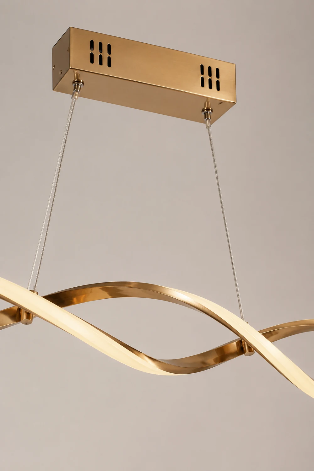 Modern Wavy Metal/Acrylic Pendant Light, Chrome/Gold - Lumpaz