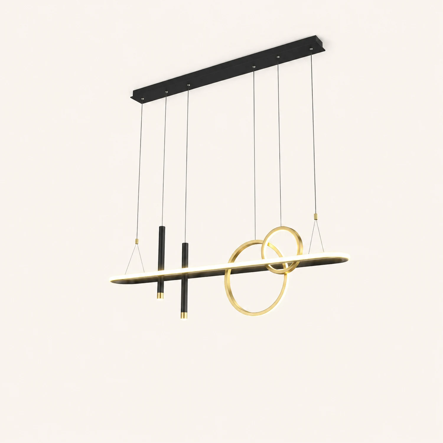 Madina Modern Ring Metal/Acrylic Pendant Light, Black/Gold - Lumpaz