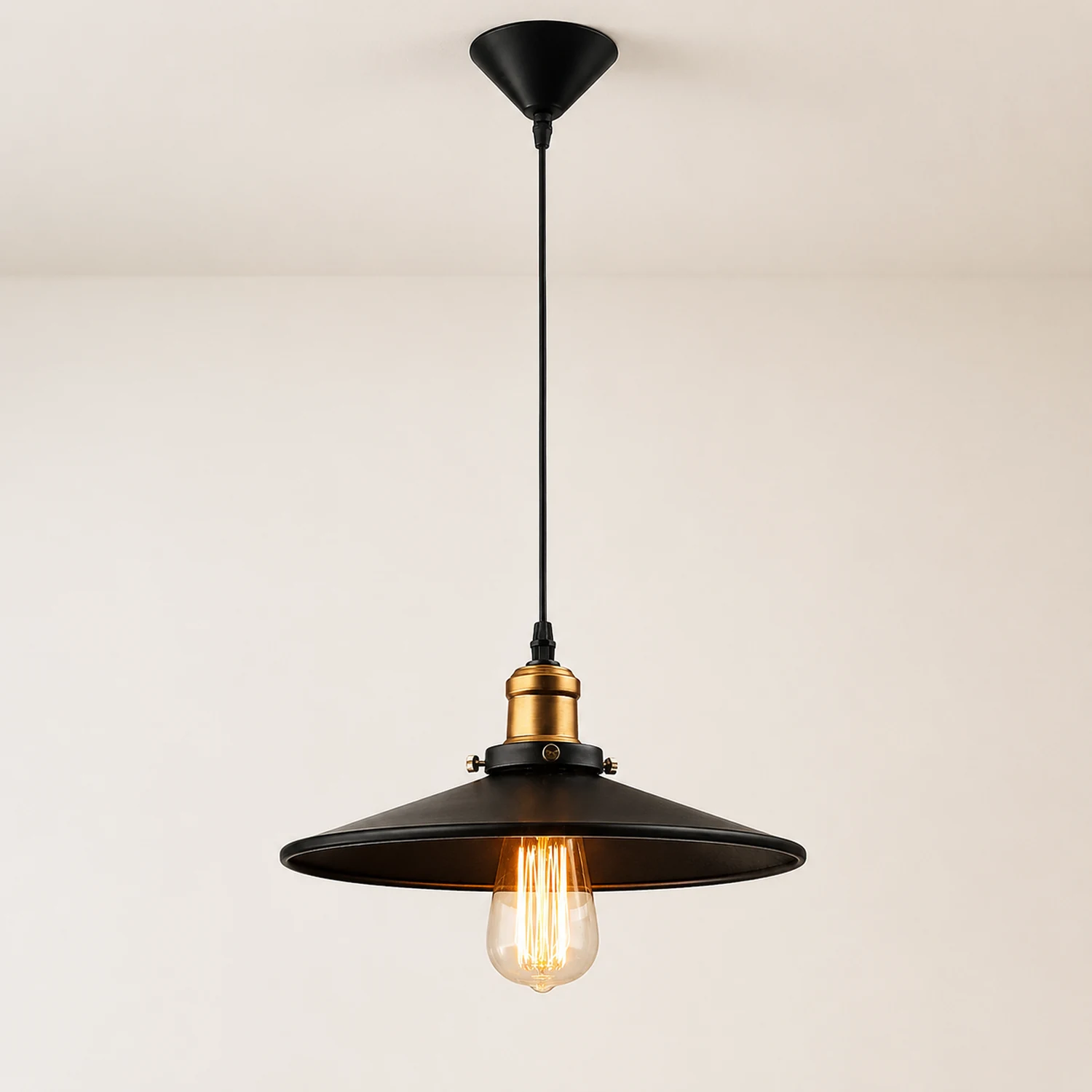 Alessio Modern Industrial Pot Metal Pendant Light, Black - Lumpaz