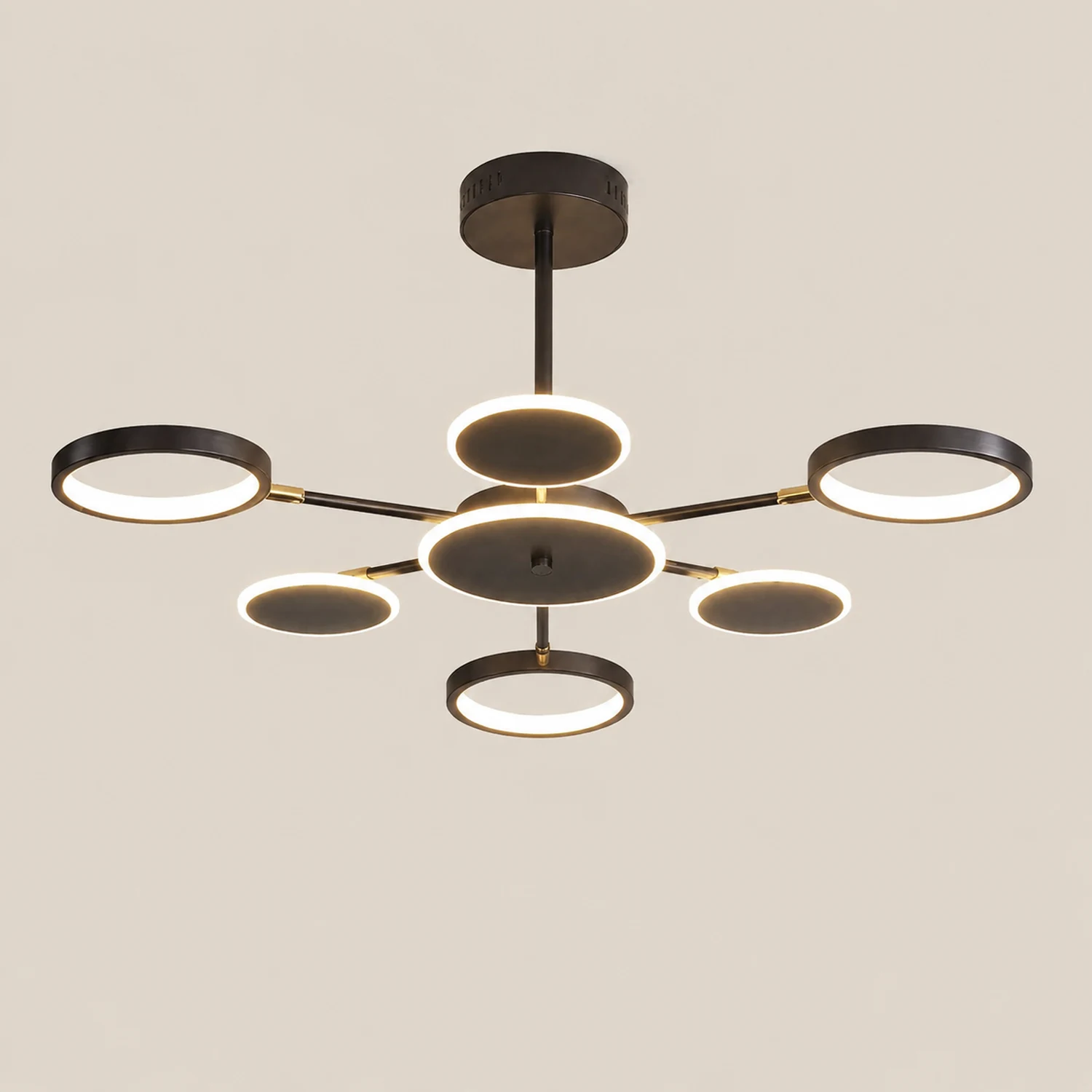Sumait Modern Led Chandelier, Geometric, Black, Metal/Acrylic - Lumpaz
