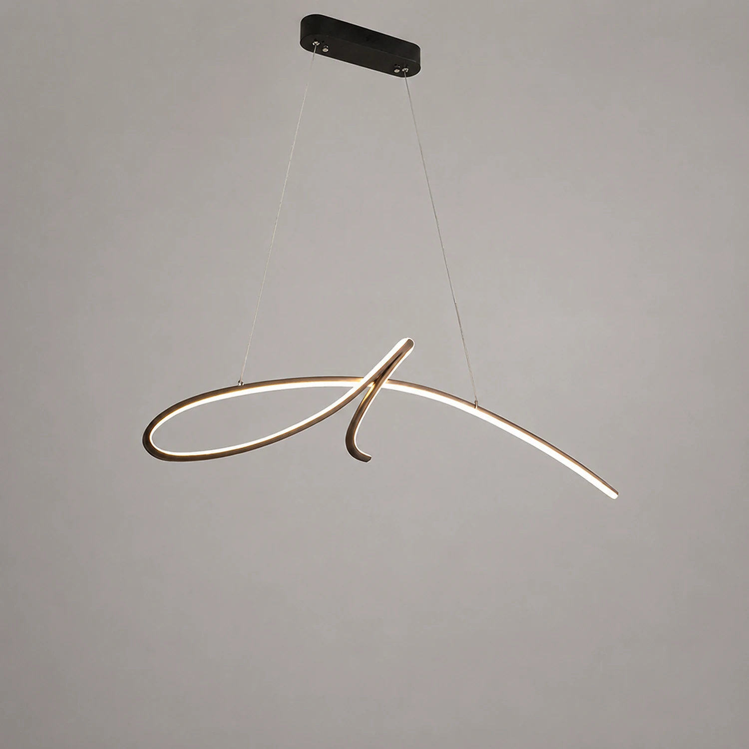 Pendant Light Irregular-curved Modern, Metal, Black/Gold, Restaurant - Lumpaz