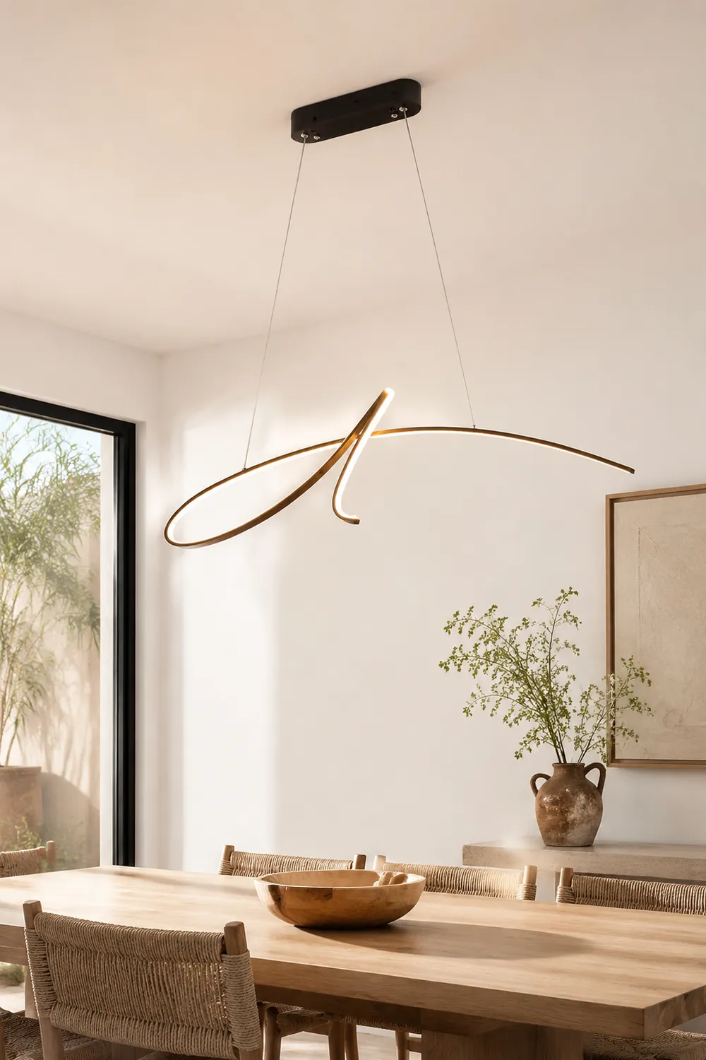 Pendant Light Irregular-curved Modern, Metal, Black/Gold, Restaurant - Lumpaz