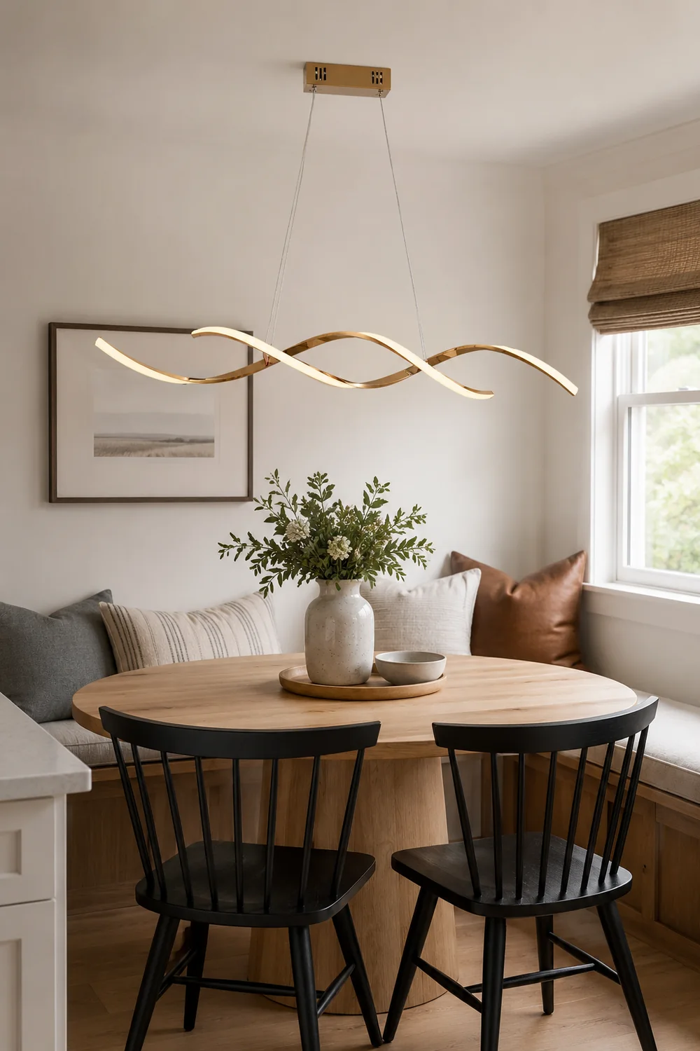 Modern Wavy Metal/Acrylic Pendant Light, Chrome/Gold - Lumpaz