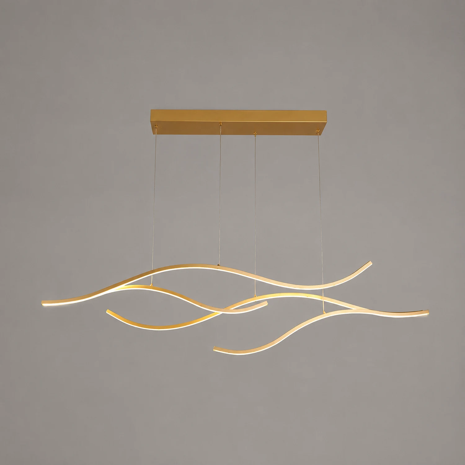Pendant Light, Multi-Curved, Black/Gold, Metal - Lumpaz