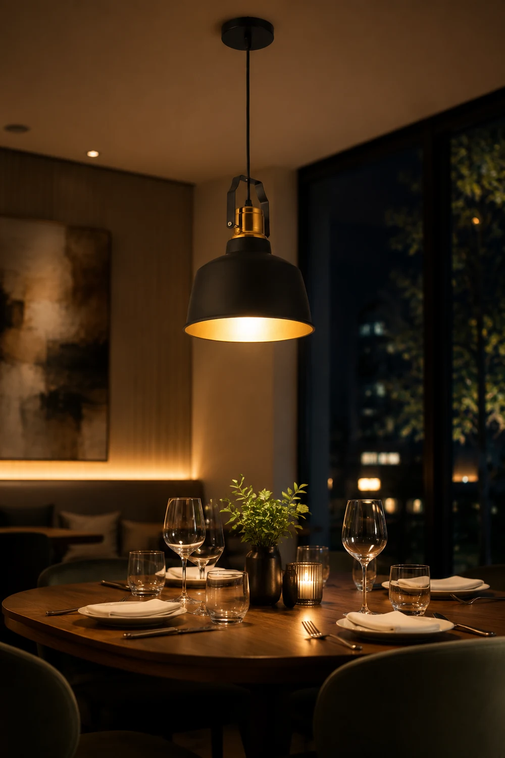 Alessio Industrial Farmhous Pendant Light, Black & Brass - Lumpaz