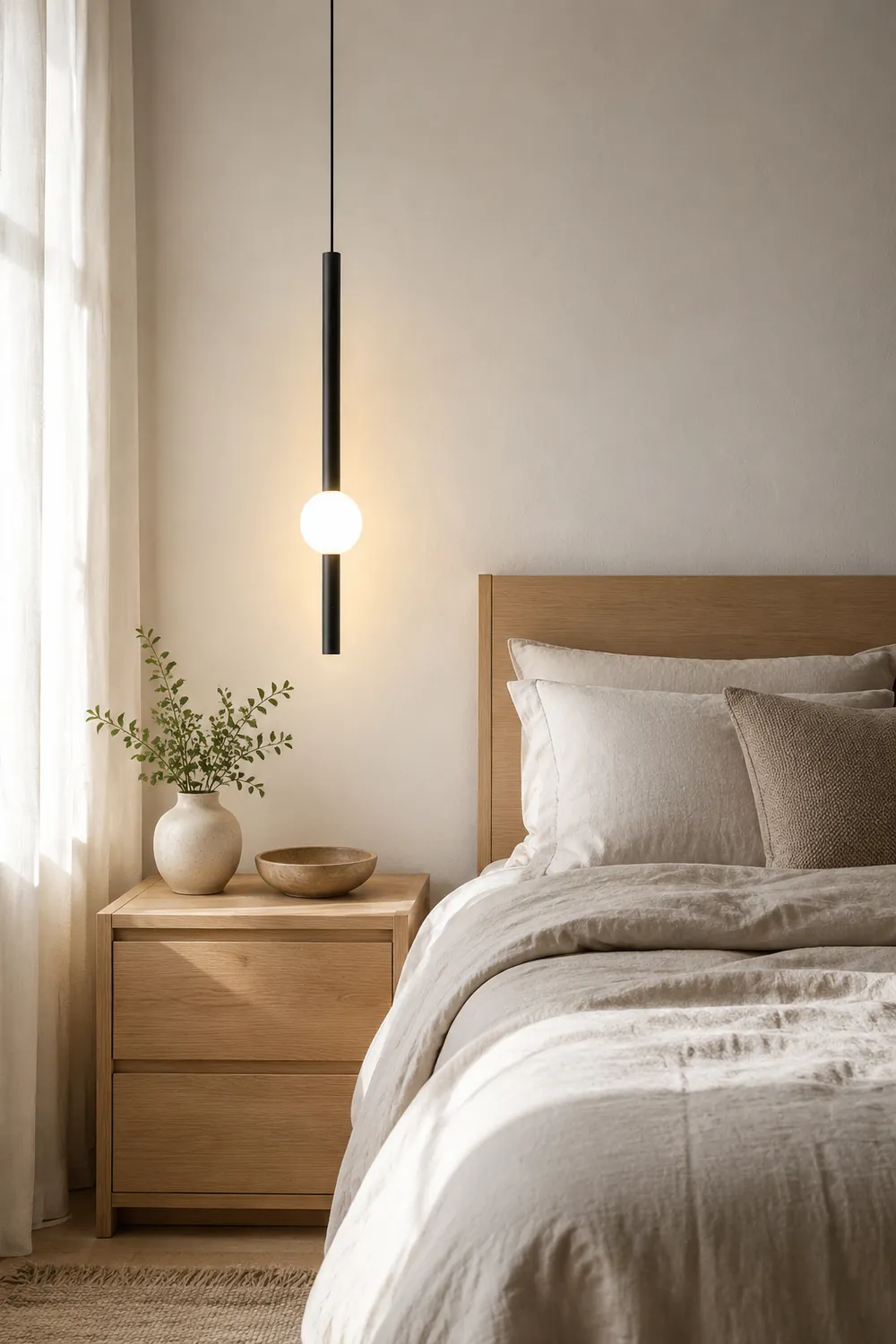Carr Minimalist Linear Globe Glass Pendant Light, Bedroom - Lumpaz