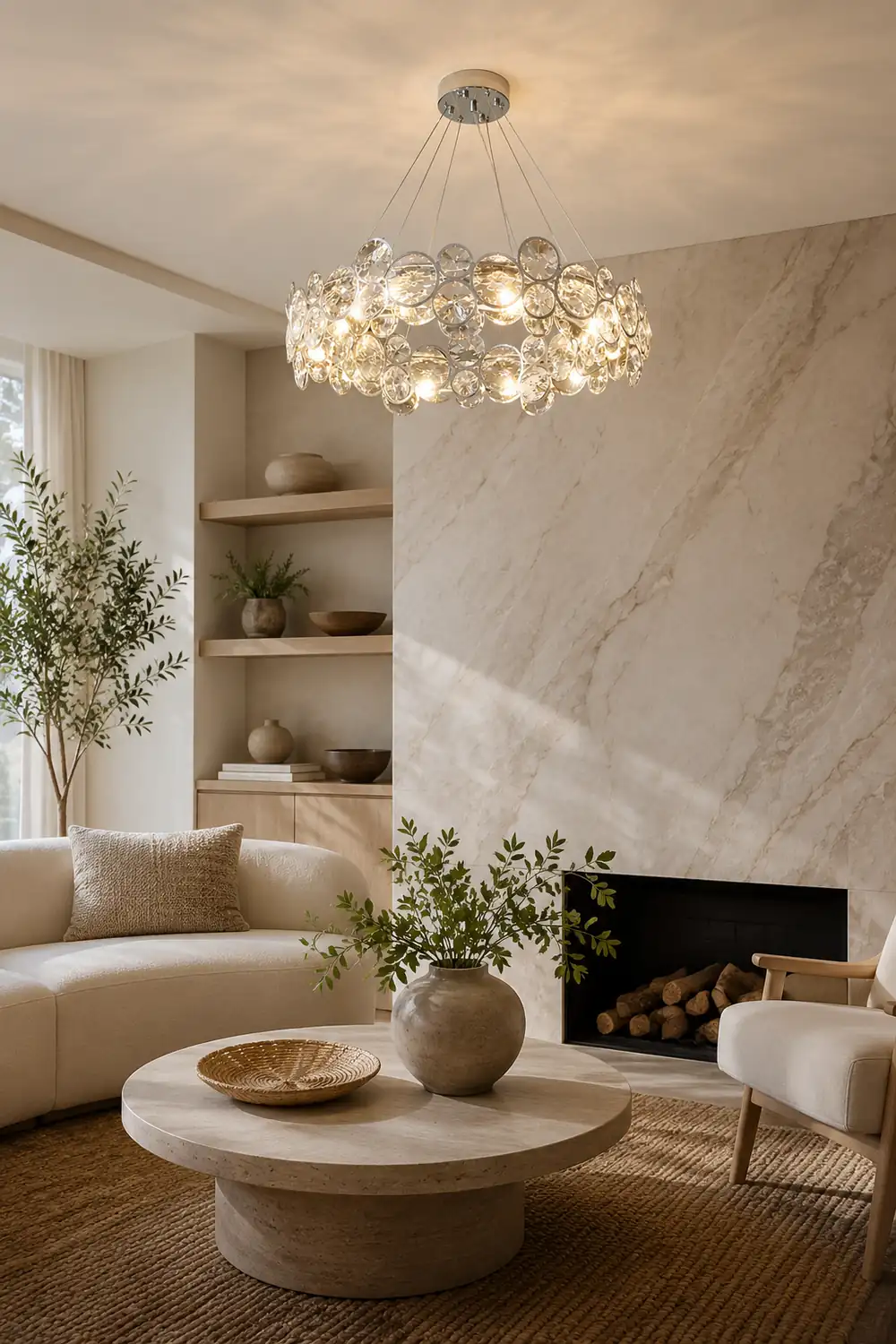 Chrome Round Crystal Chandelier - Lumpaz