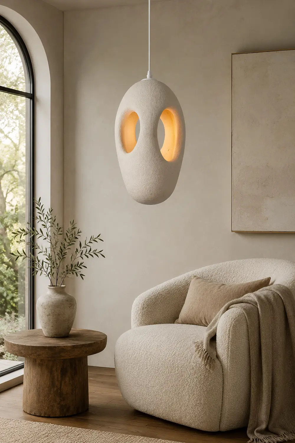 Hand-Built White Pendant Lamp - Lumpaz