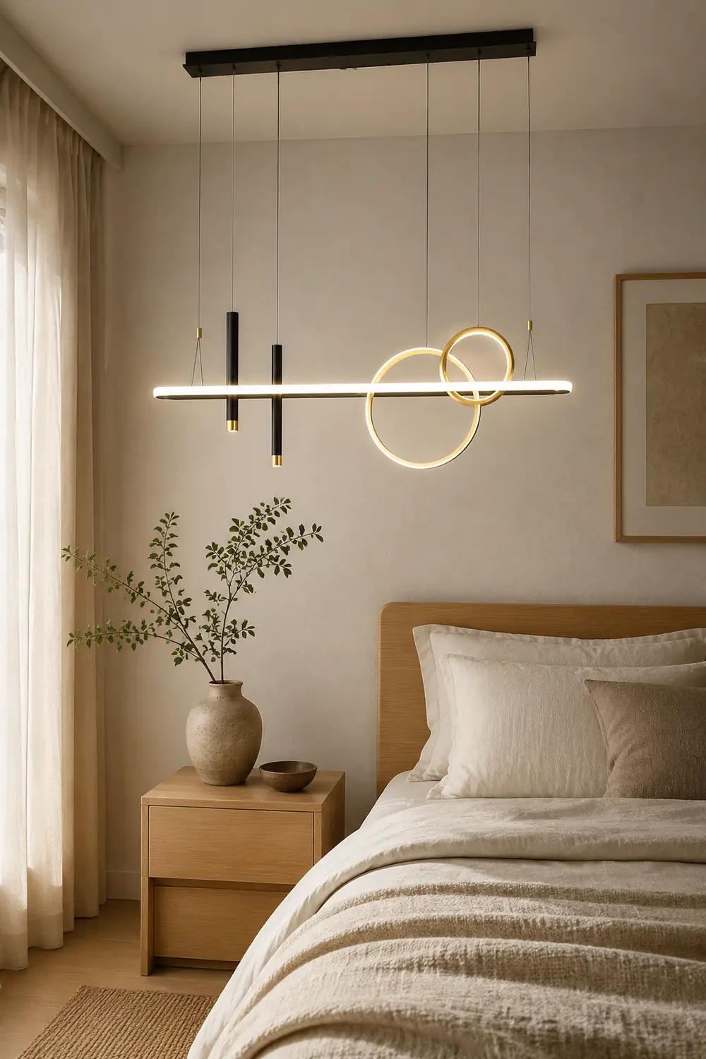 Madina Modern Ring Metal/Acrylic Pendant Light, Black/Gold - Lumpaz