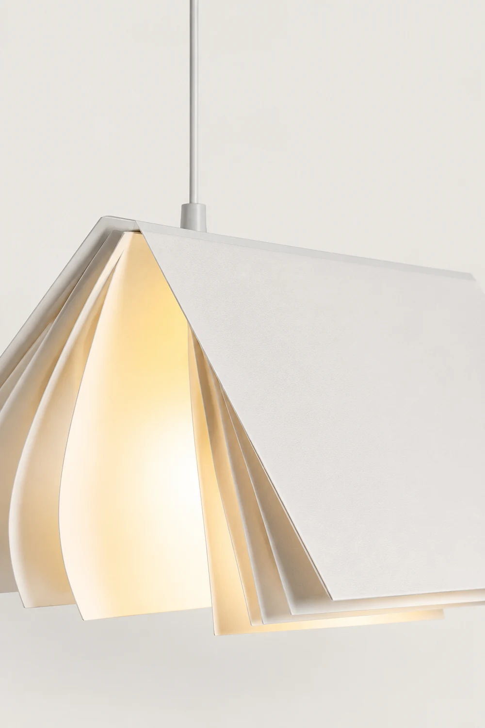 Sienna Artistic Book Shape Fabric Pendant Light, White/Gray - Lumpaz