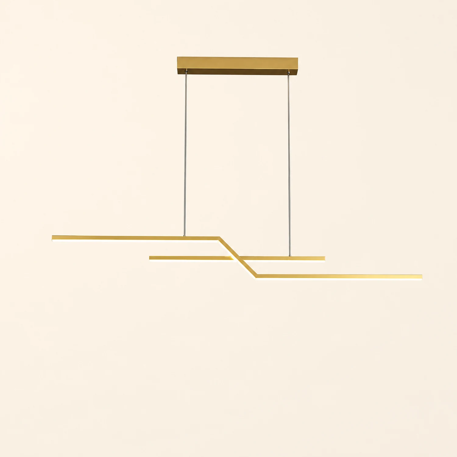 Parallel Fold Linear Pendant Light, Black/Gold, Living Room - Lumpaz