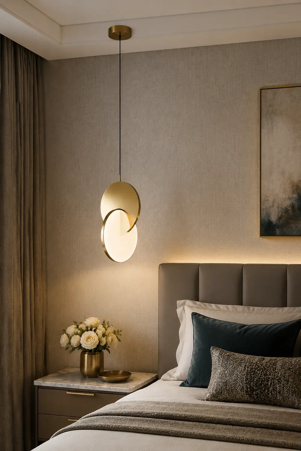 Welsh Pendant Light, Disc, Gold/Silver - Lumpaz