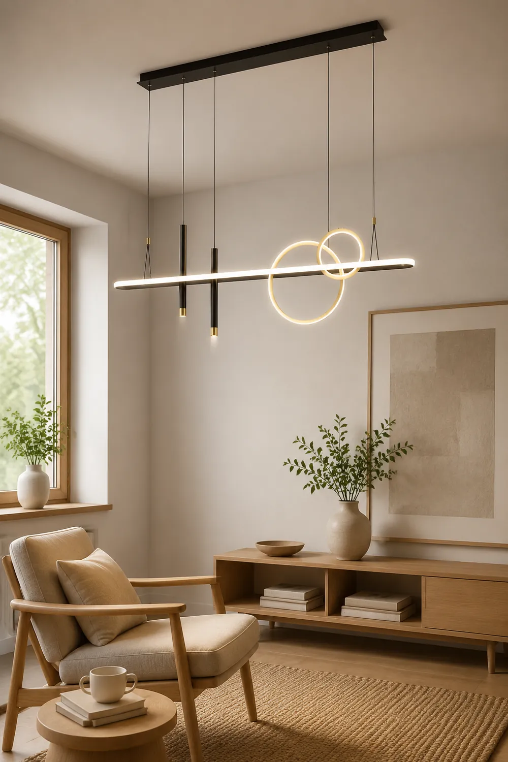 Madina Modern Ring Metal/Acrylic Pendant Light, Black/Gold - Lumpaz