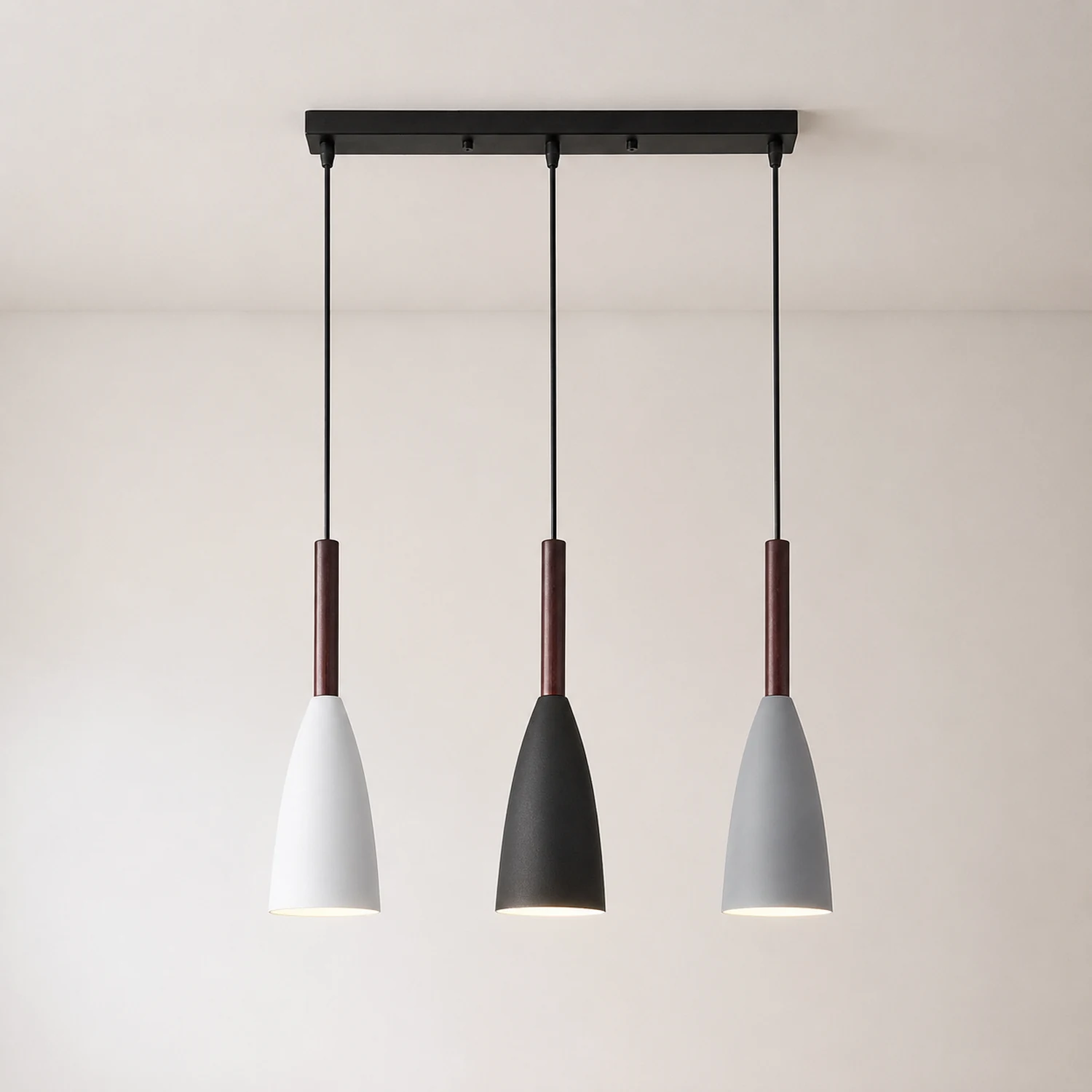 Morandi Kitchen Island Pendant Light Cluster, Wood/Metal - Lumpaz