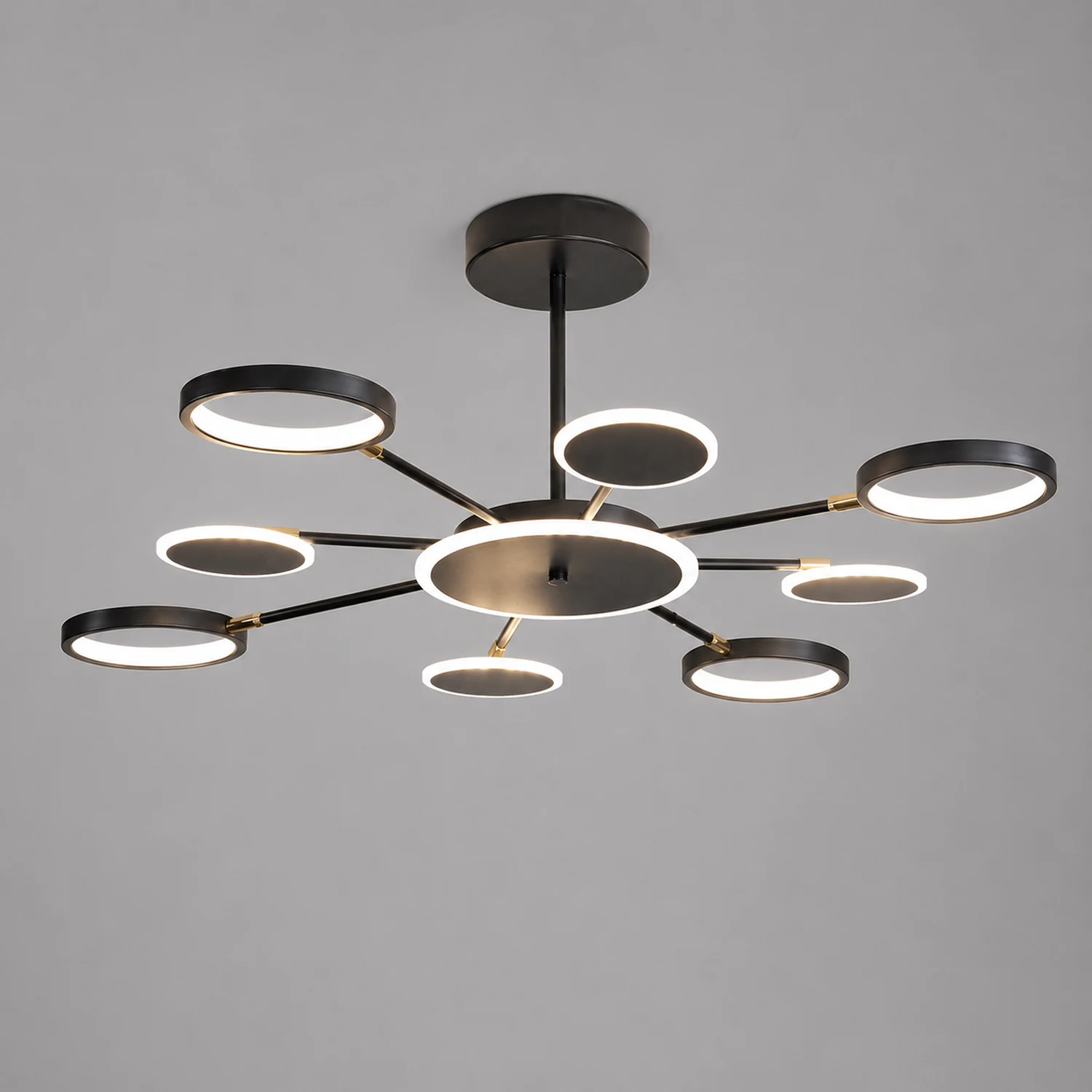 Sumait Modern Led Chandelier, Geometric, Black, Metal/Acrylic - Lumpaz