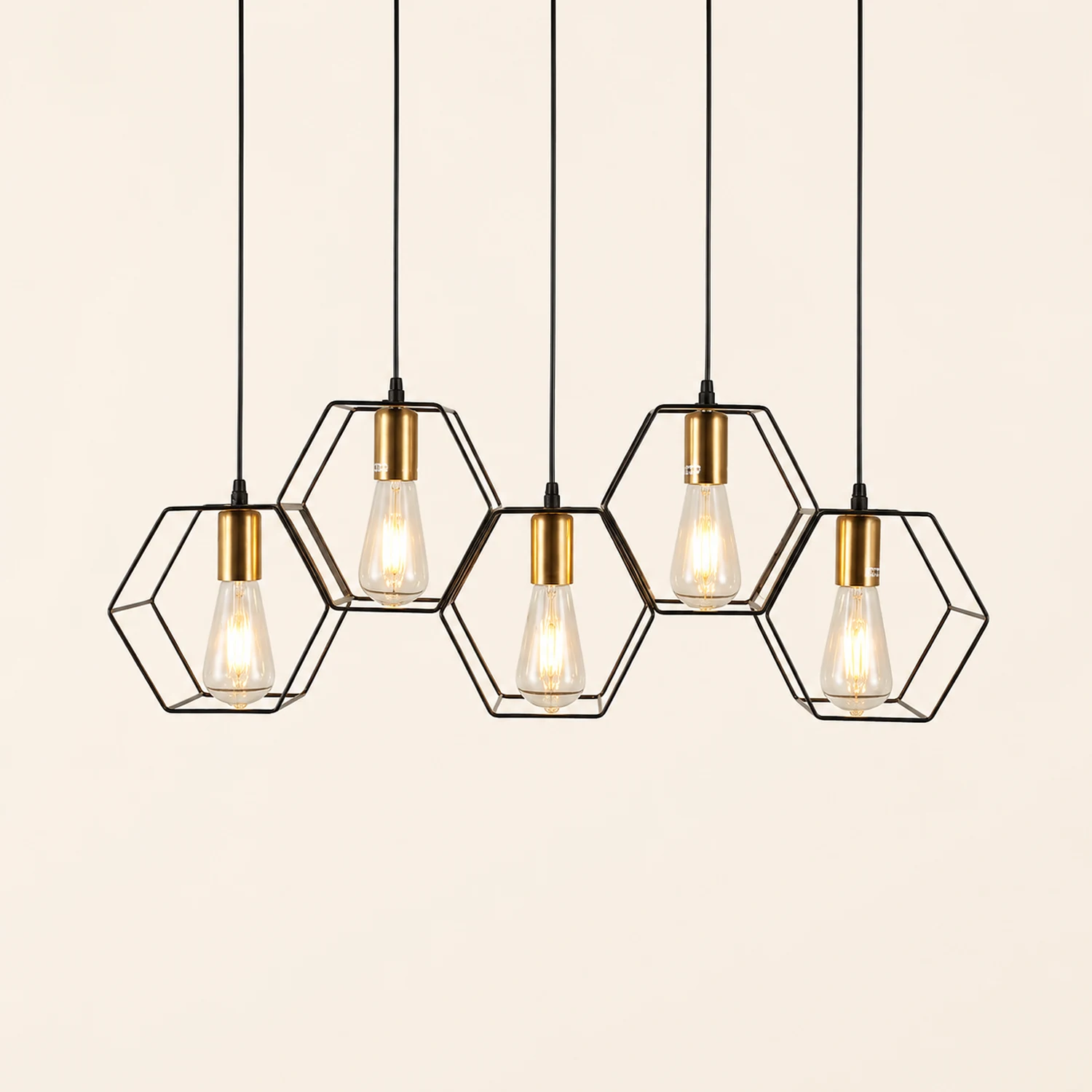 Bouvet Rustic Farmhouse 3/5 Light Pendant, Black - Lumpaz