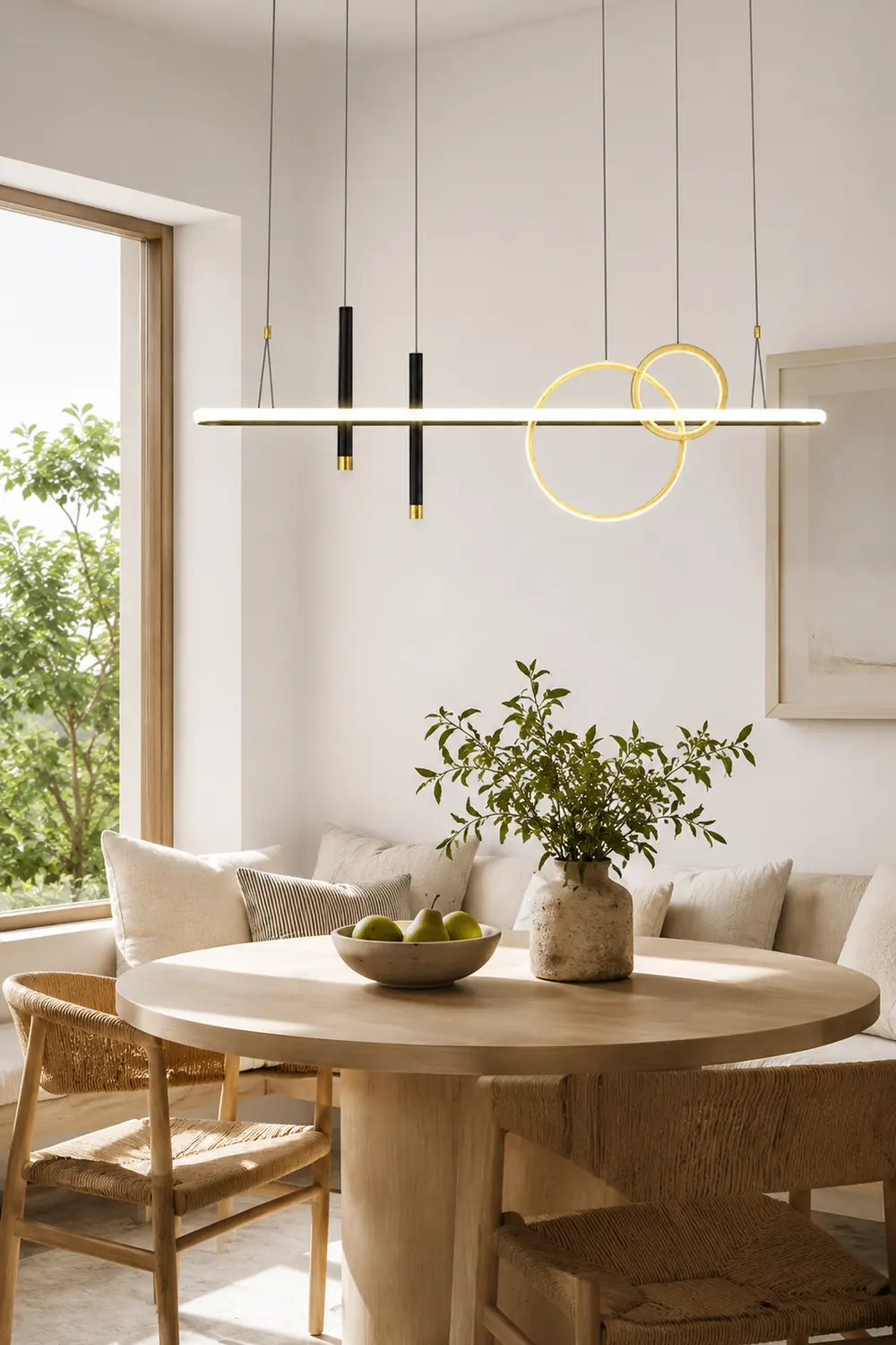 Madina Modern Ring Metal/Acrylic Pendant Light, Black/Gold - Lumpaz