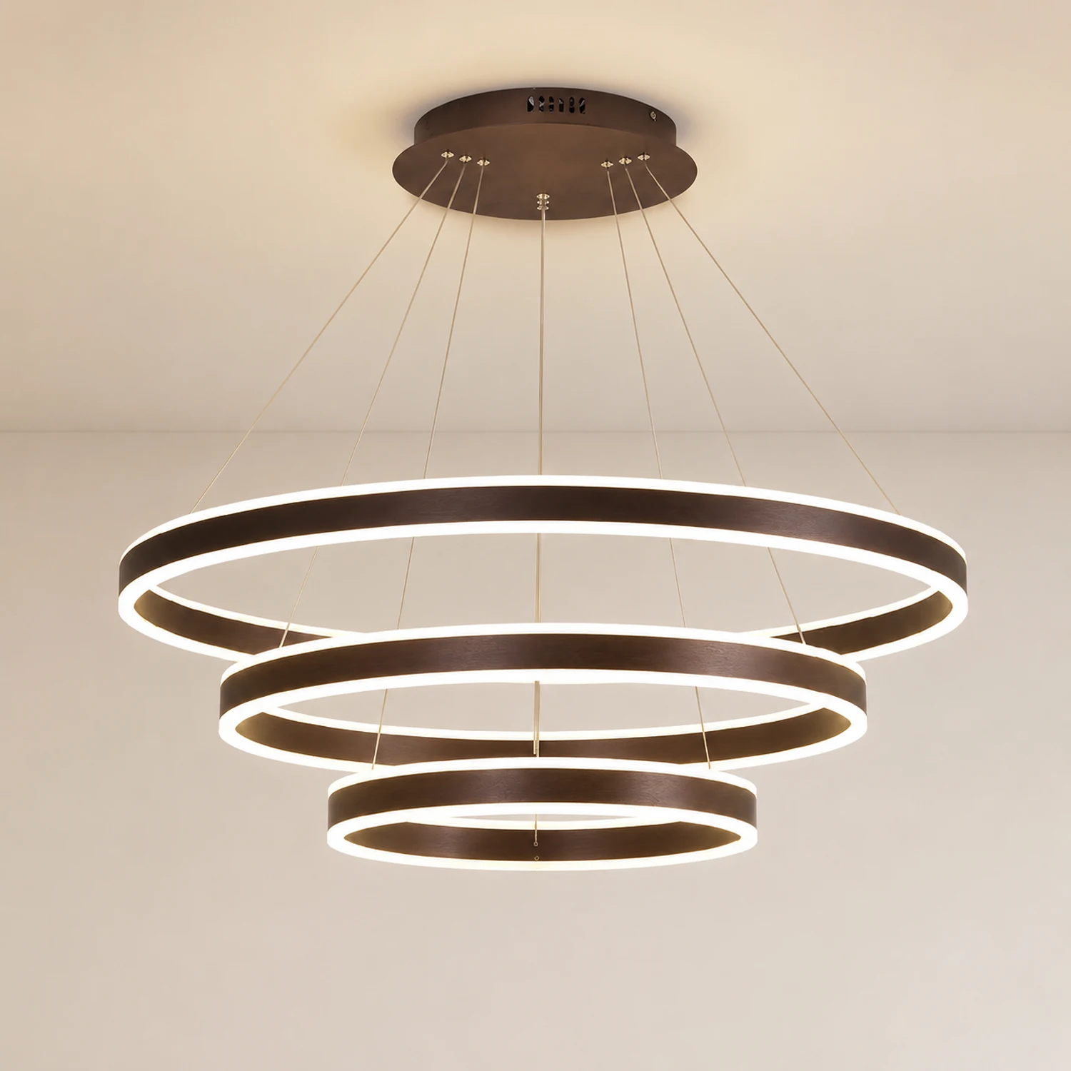 Arisha Moderne Minimaliste Coffee LED Pendant Light, 3 Ring - Lumpaz