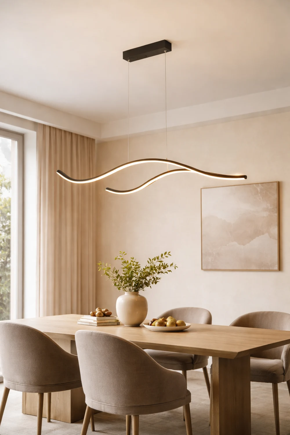 Curved Linear Pendant Light, Black/Gold - Lumpaz