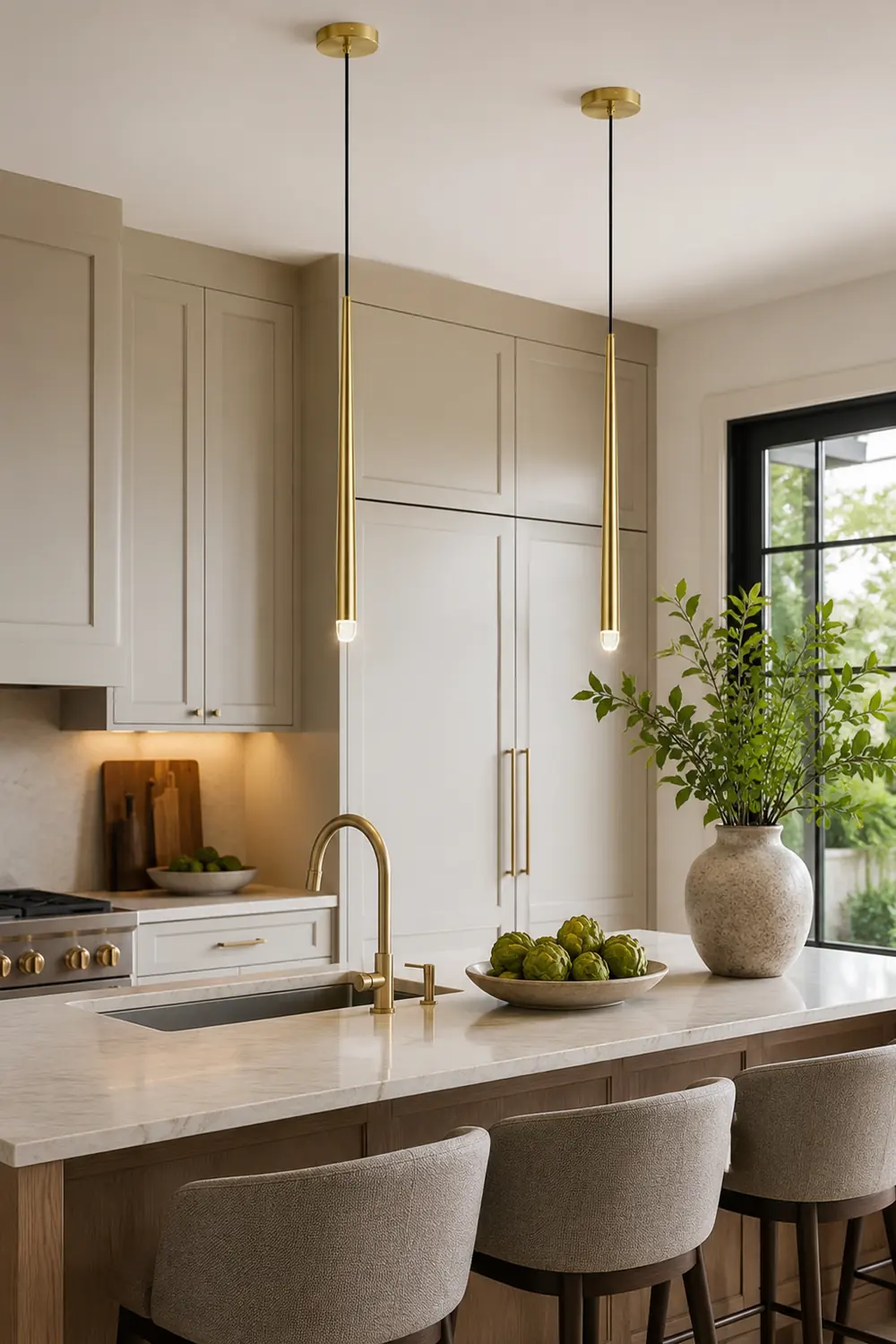 Carr Pendant Light Linear Modern, Metal, Gold, Living Rooms - Lumpaz
