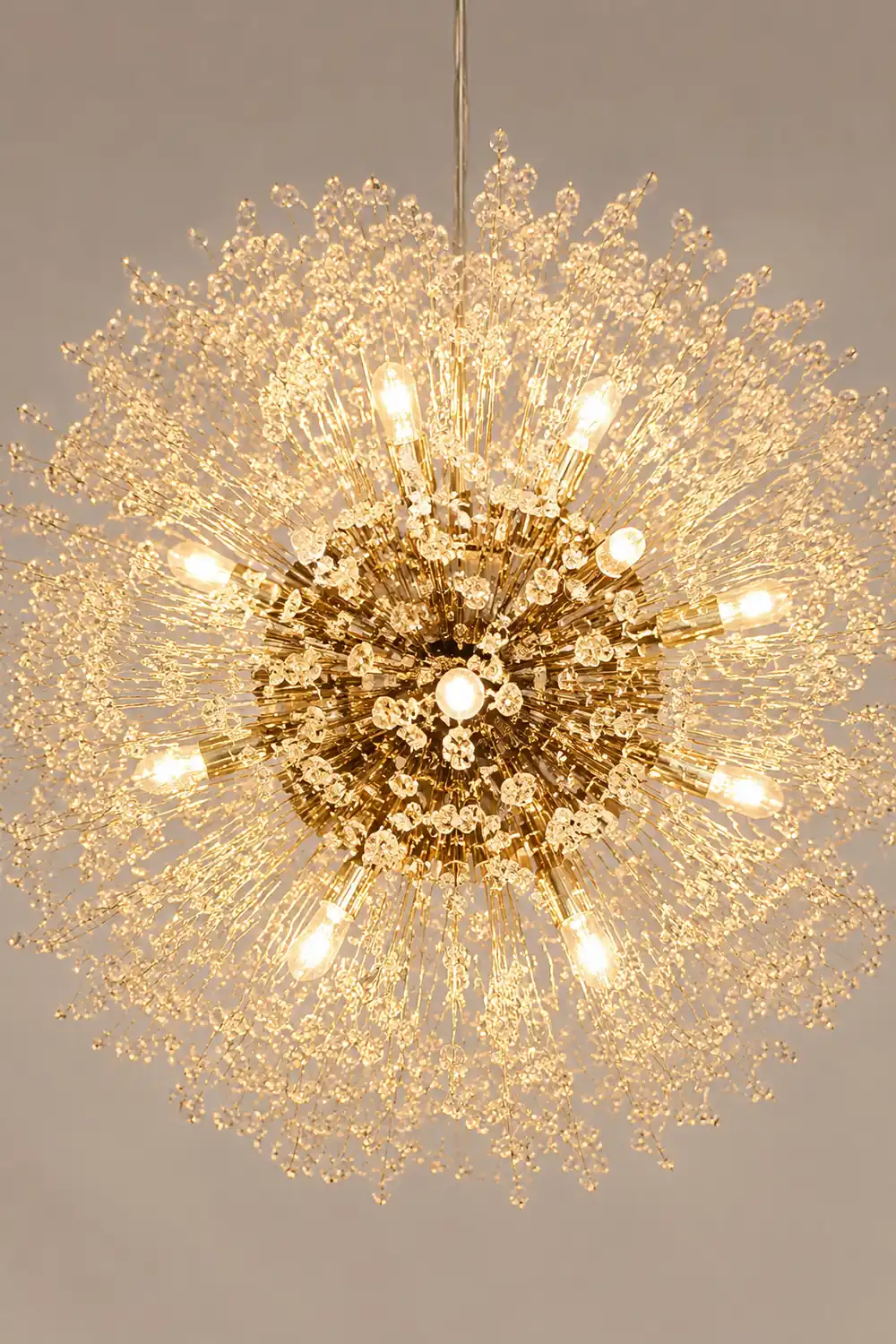 Lili Elegant Dandelion Metal/Acrylic Pendant Light, Gold/Chorme - Lumpaz