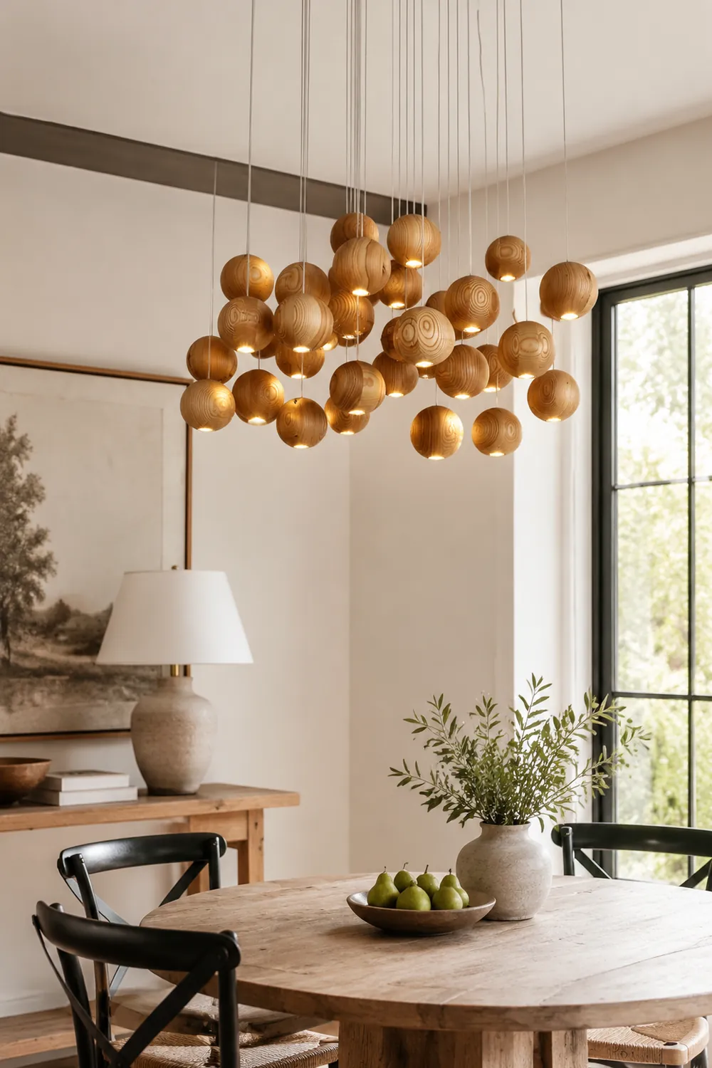 Wooden Orb Sphere Cluster Pendant Light - Lumpaz