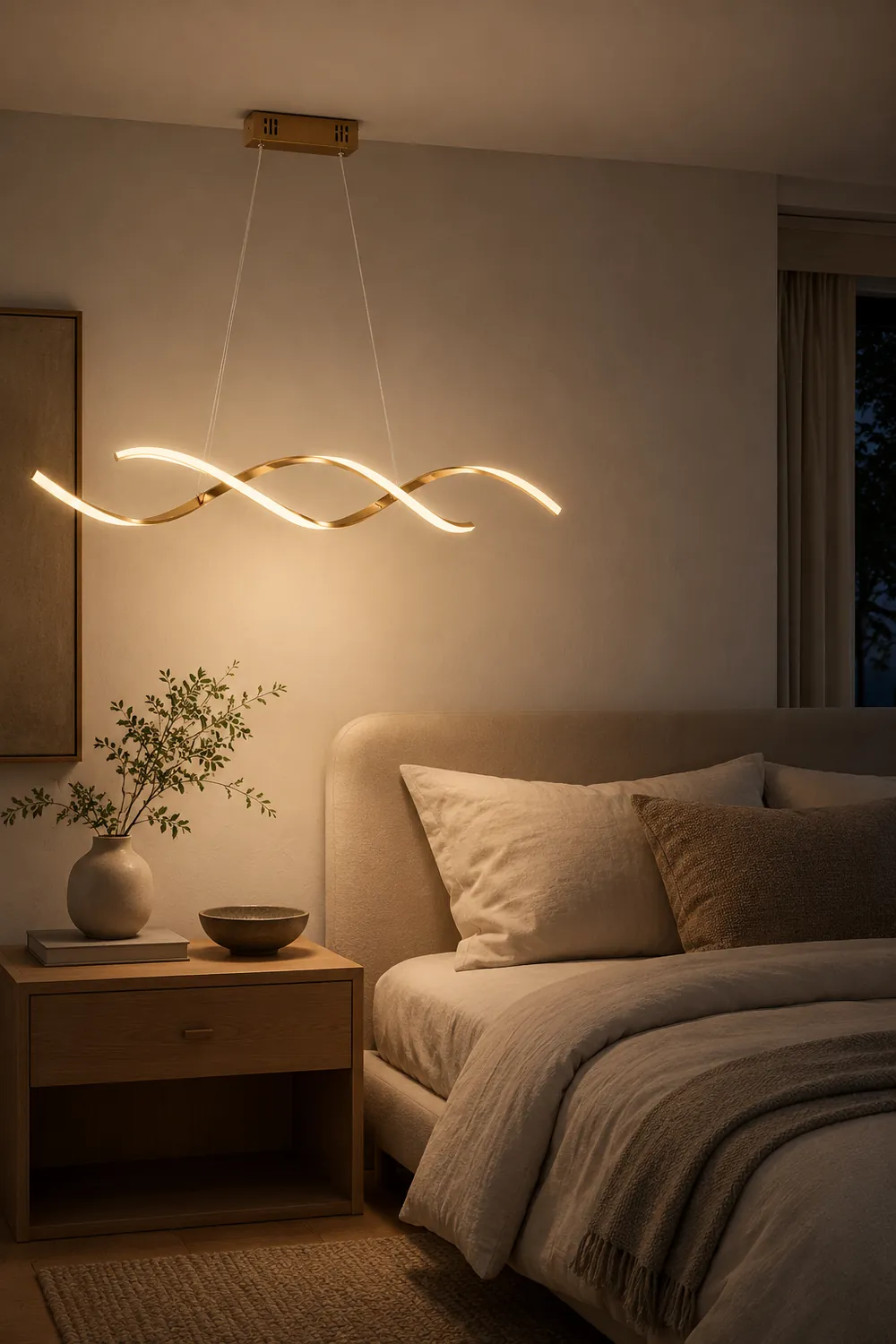 Modern Wavy Metal/Acrylic Pendant Light, Chrome/Gold - Lumpaz