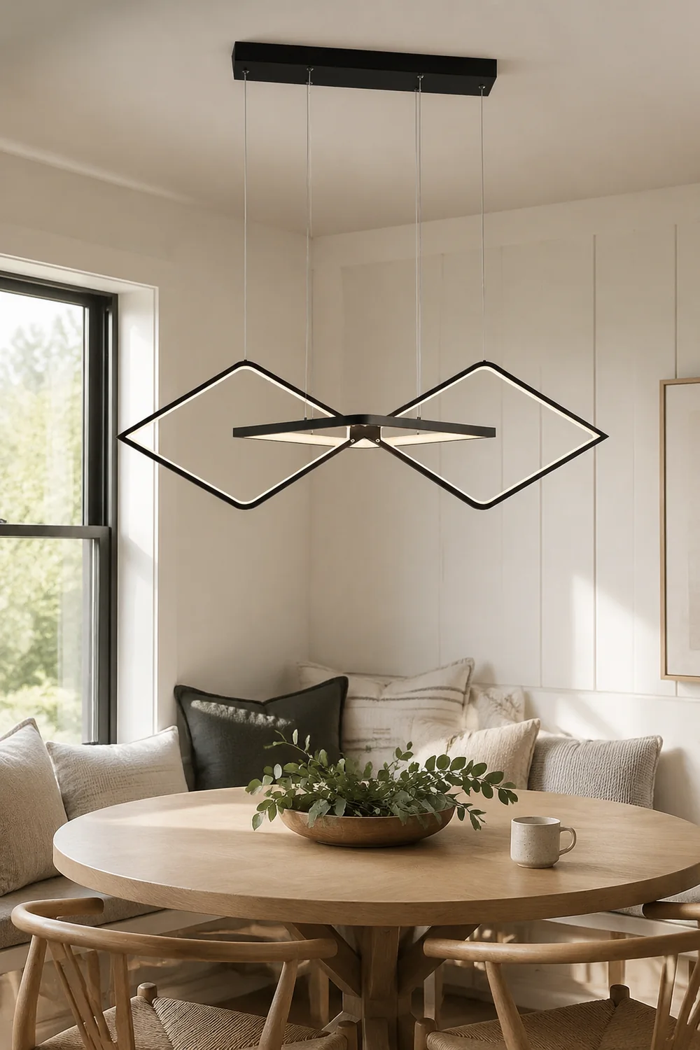 Bouvet Minimalist Geometric Metal Pendant Light, Black/Gold - Lumpaz