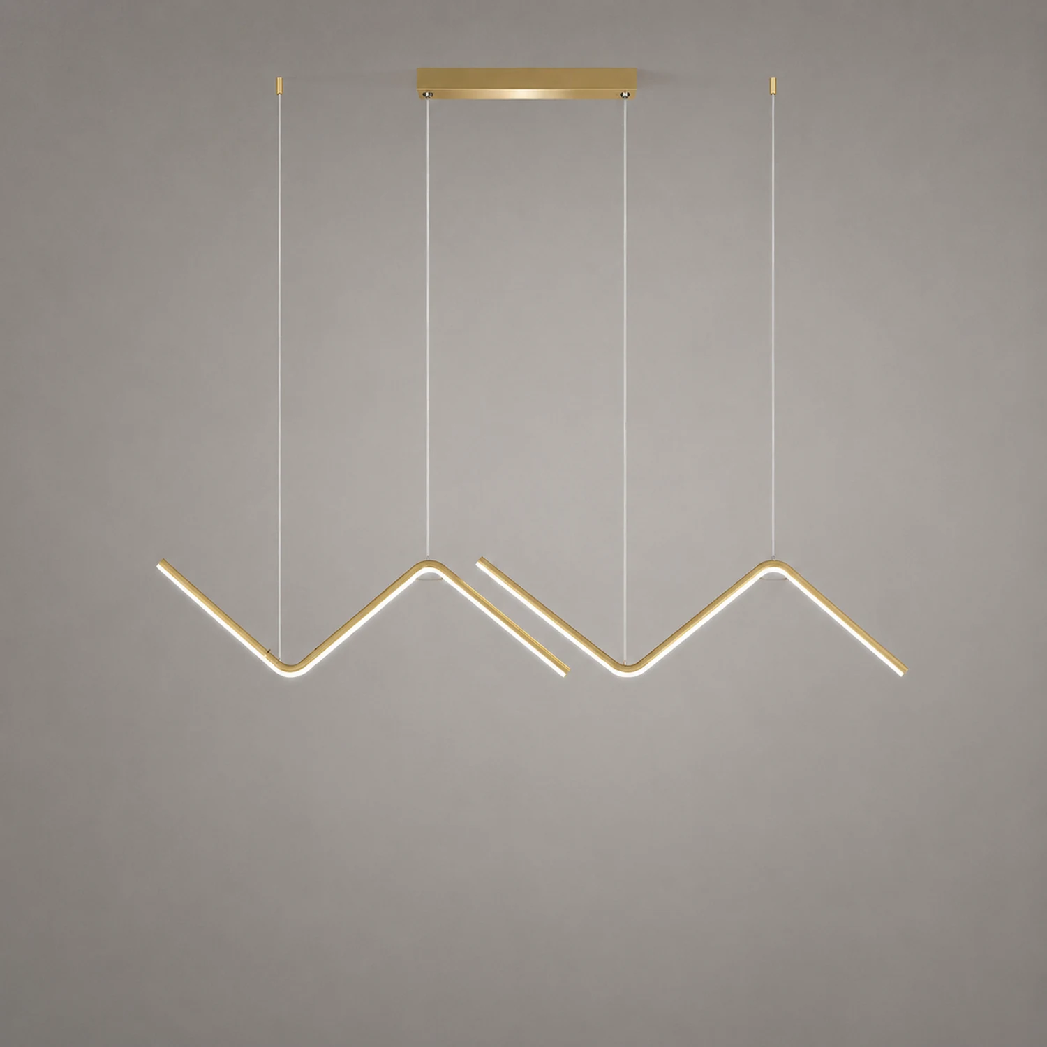 Modern Wavy Linear Pendant Light Double, Black/Gold - Lumpaz