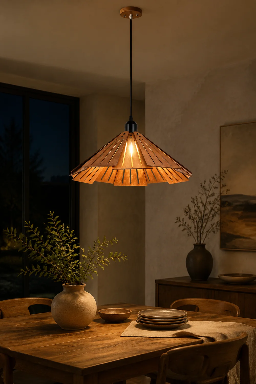 Samuels Retro Pendant Light, Metal & Wood - Lumpaz