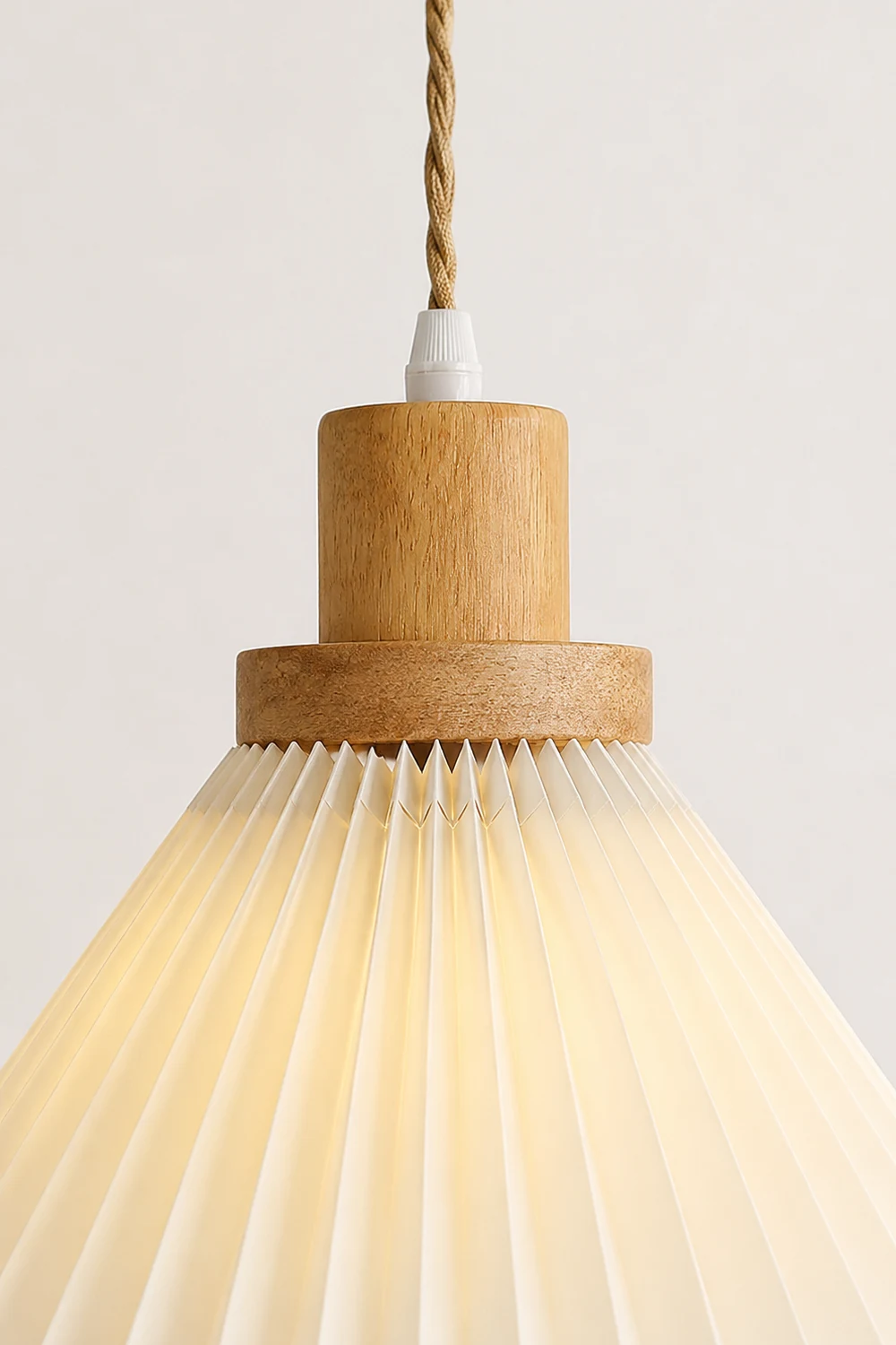 Ozawa Pendant Light Umbrella Shape Art, Wood, White, Bedroom - Lumpaz